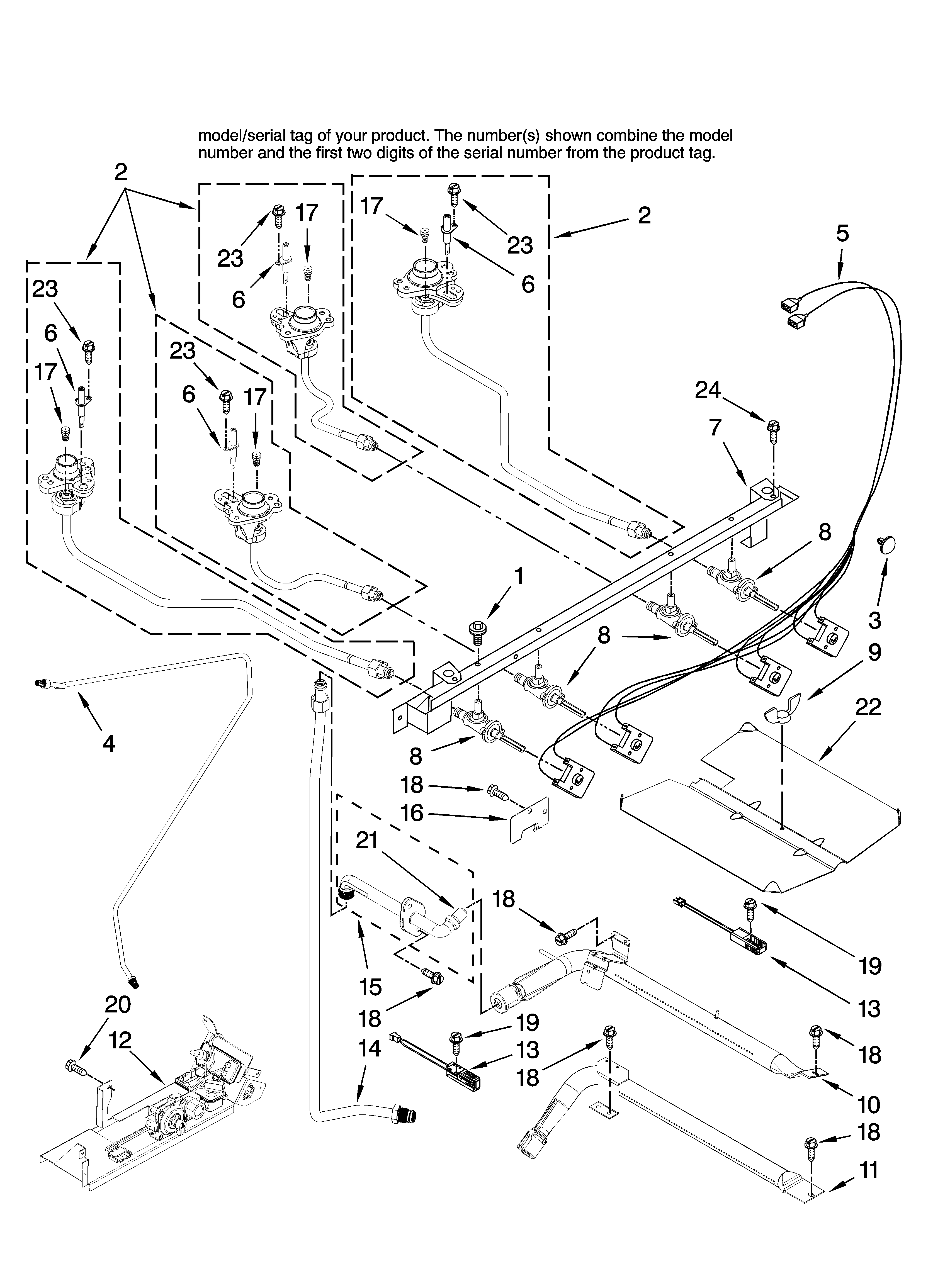 Amana AGR5725RDQ12 manifold parts diagram