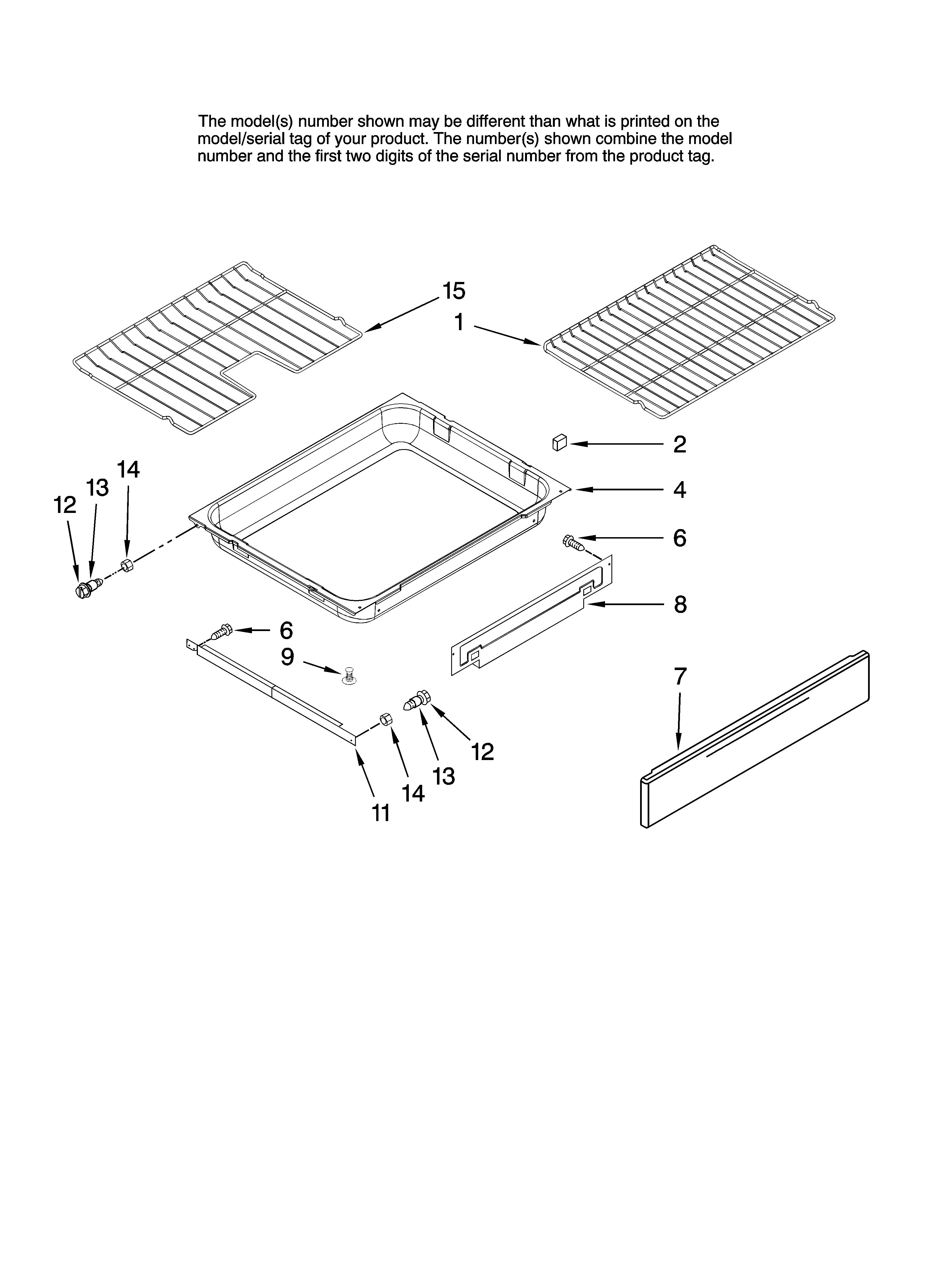 Amana AGR5725RDQ12 drawer and rack parts, optional parts (not included) diagram