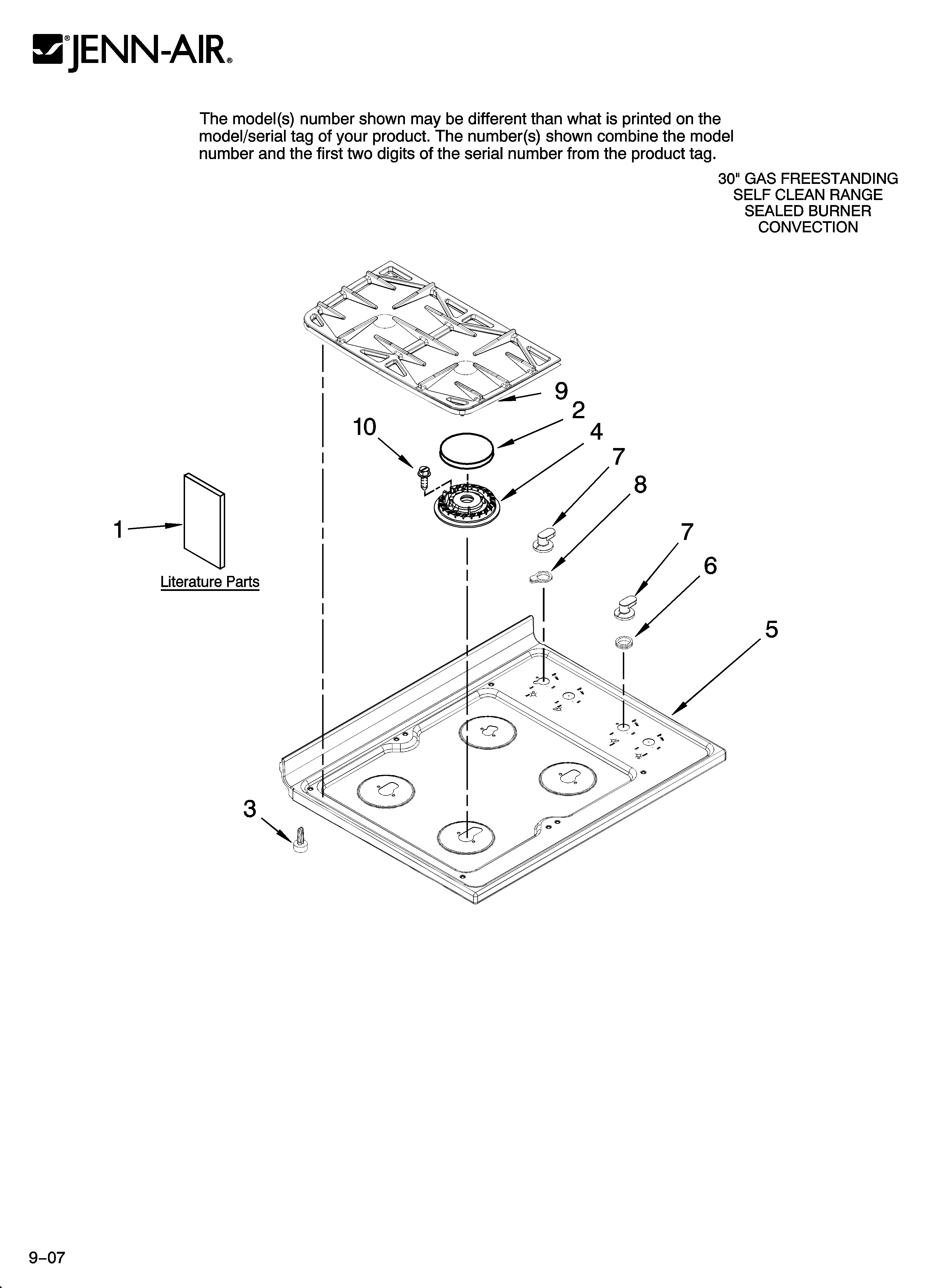 Jenn-Air JGR8890ADP14 cooktop parts diagram