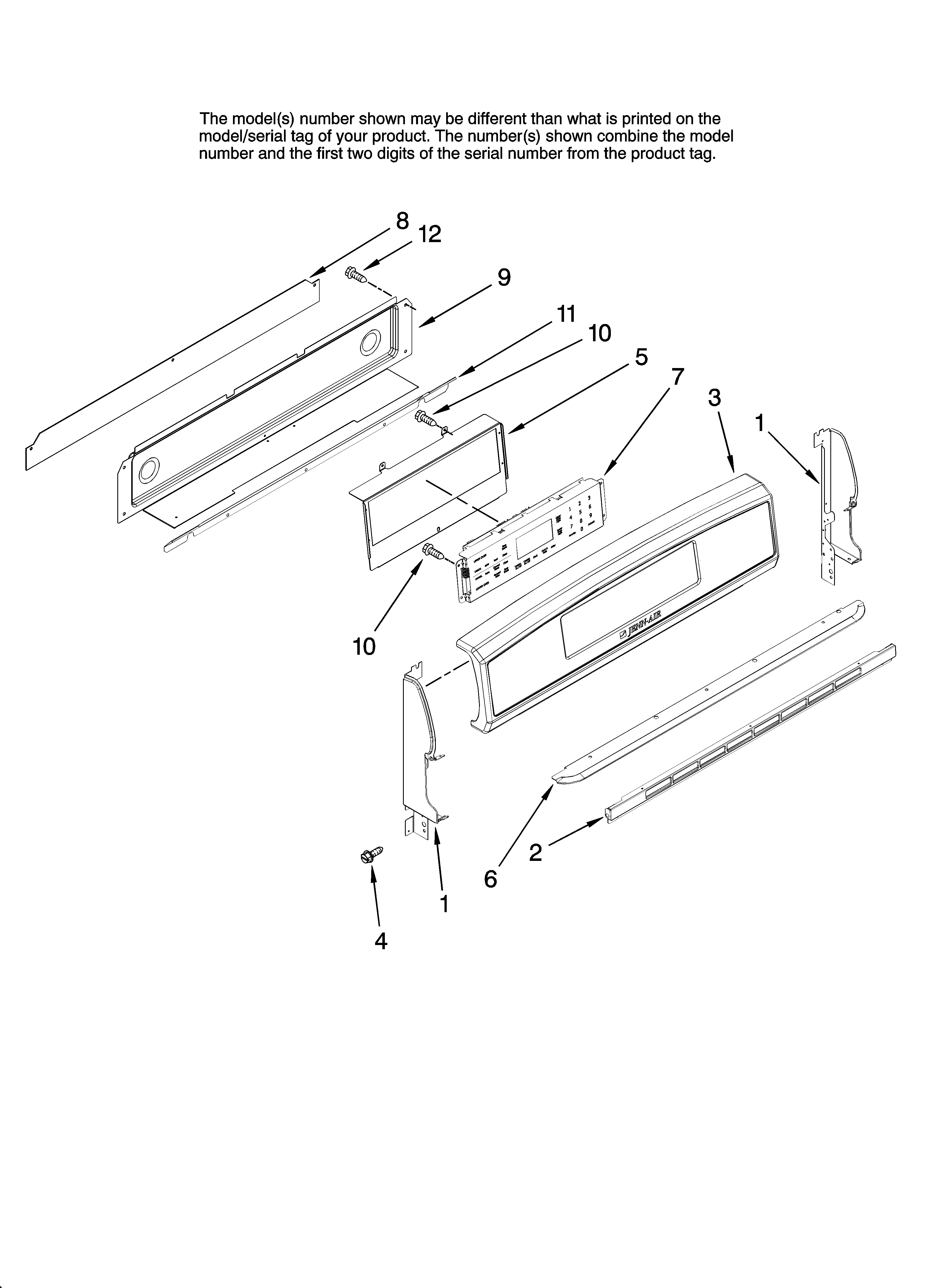 Jenn-Air JGR8890ADP14 control panel parts diagram
