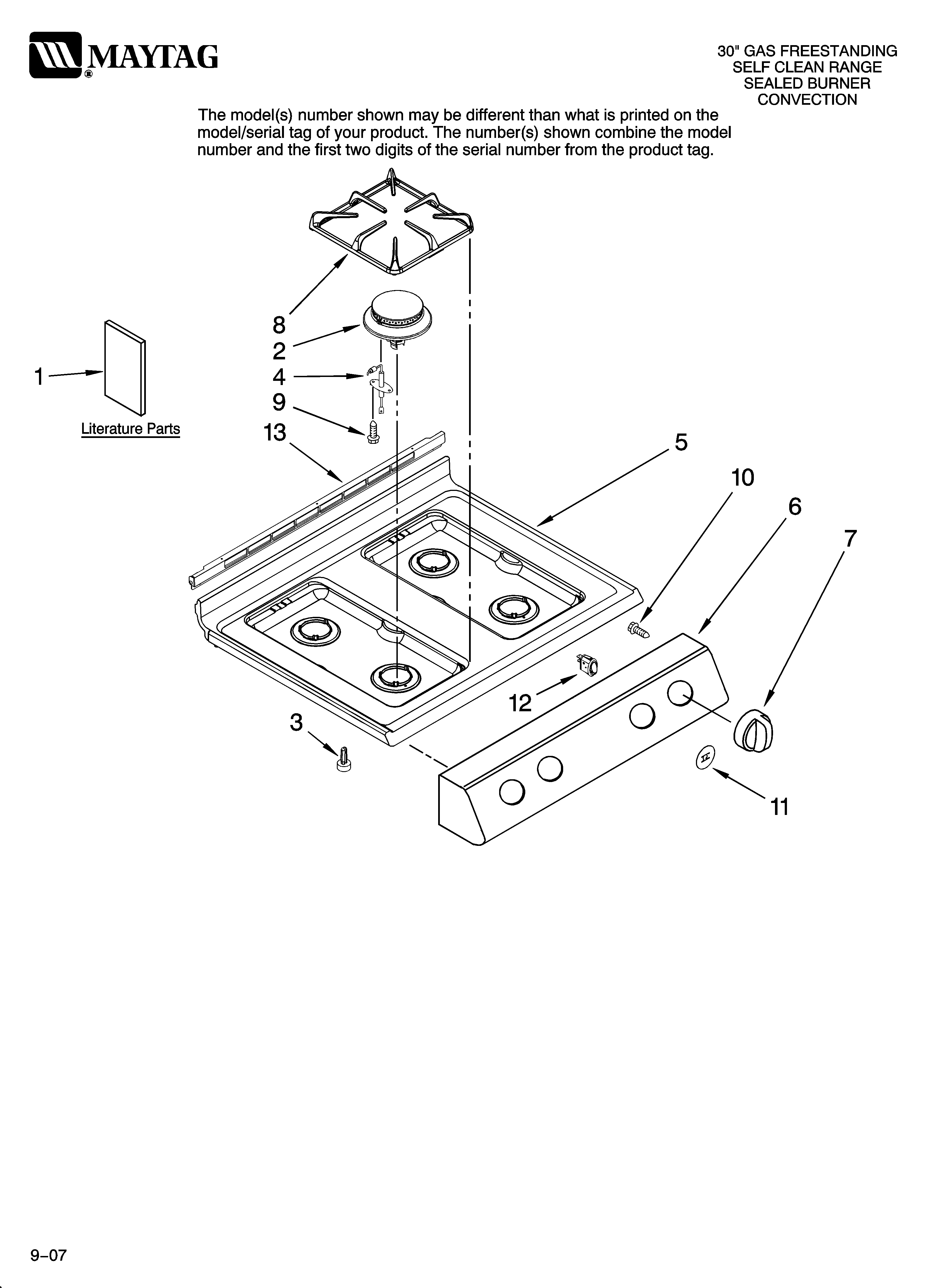 Maytag MGRL752BDQ14 cooktop parts diagram