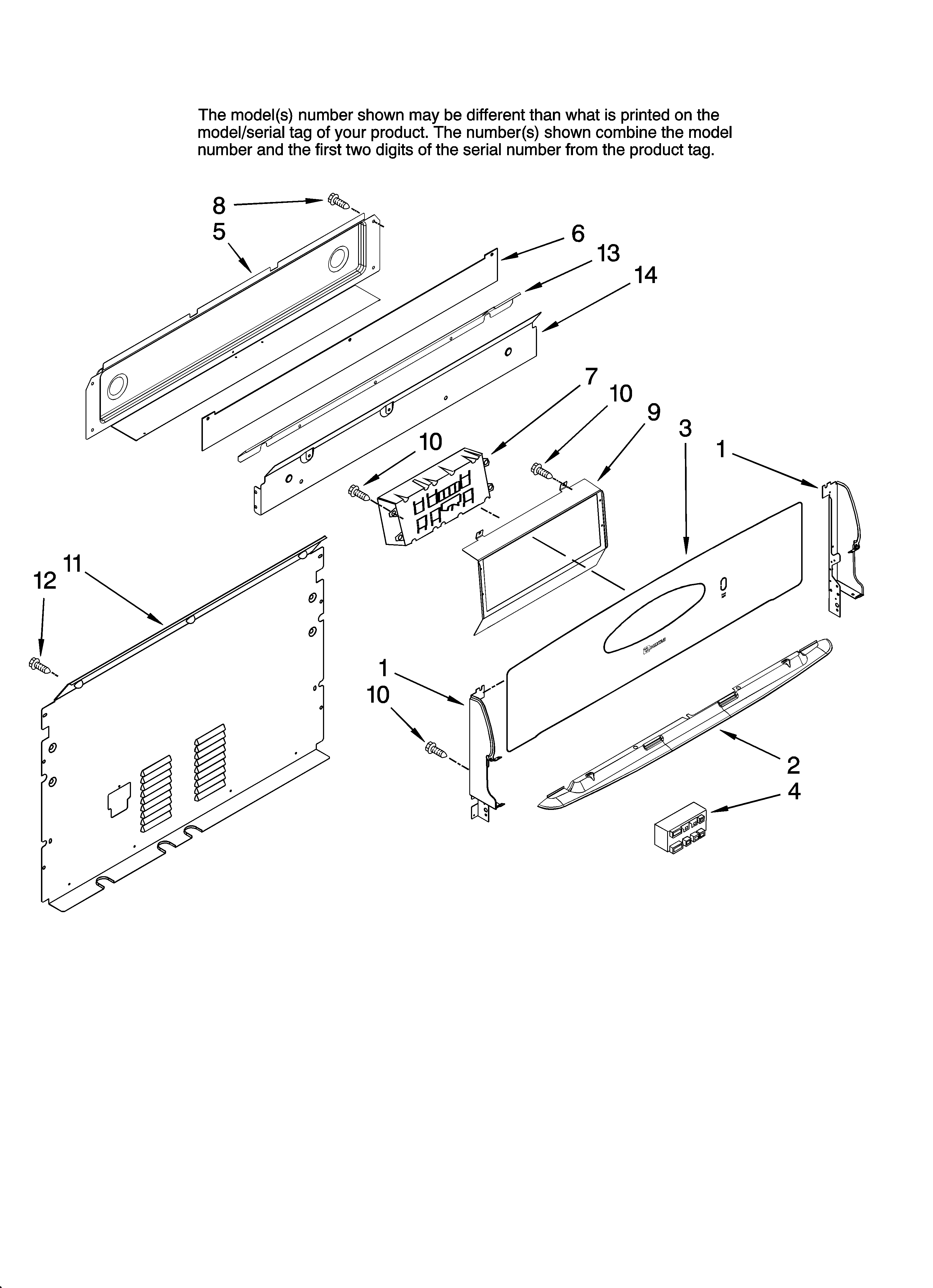 Maytag MGRL752BDQ14 control panel parts diagram