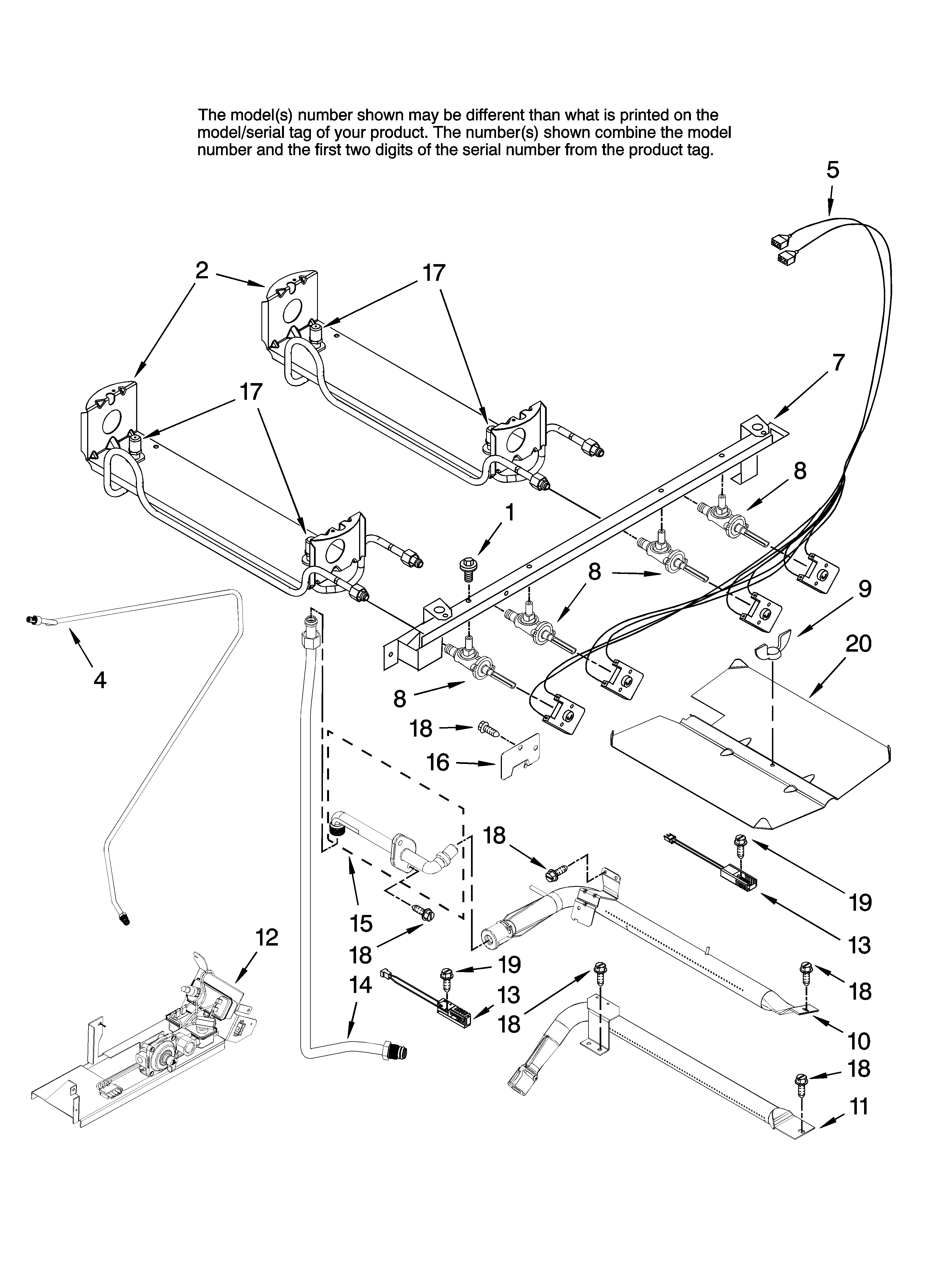 Maytag MGRL752BDQ14 manifold parts diagram