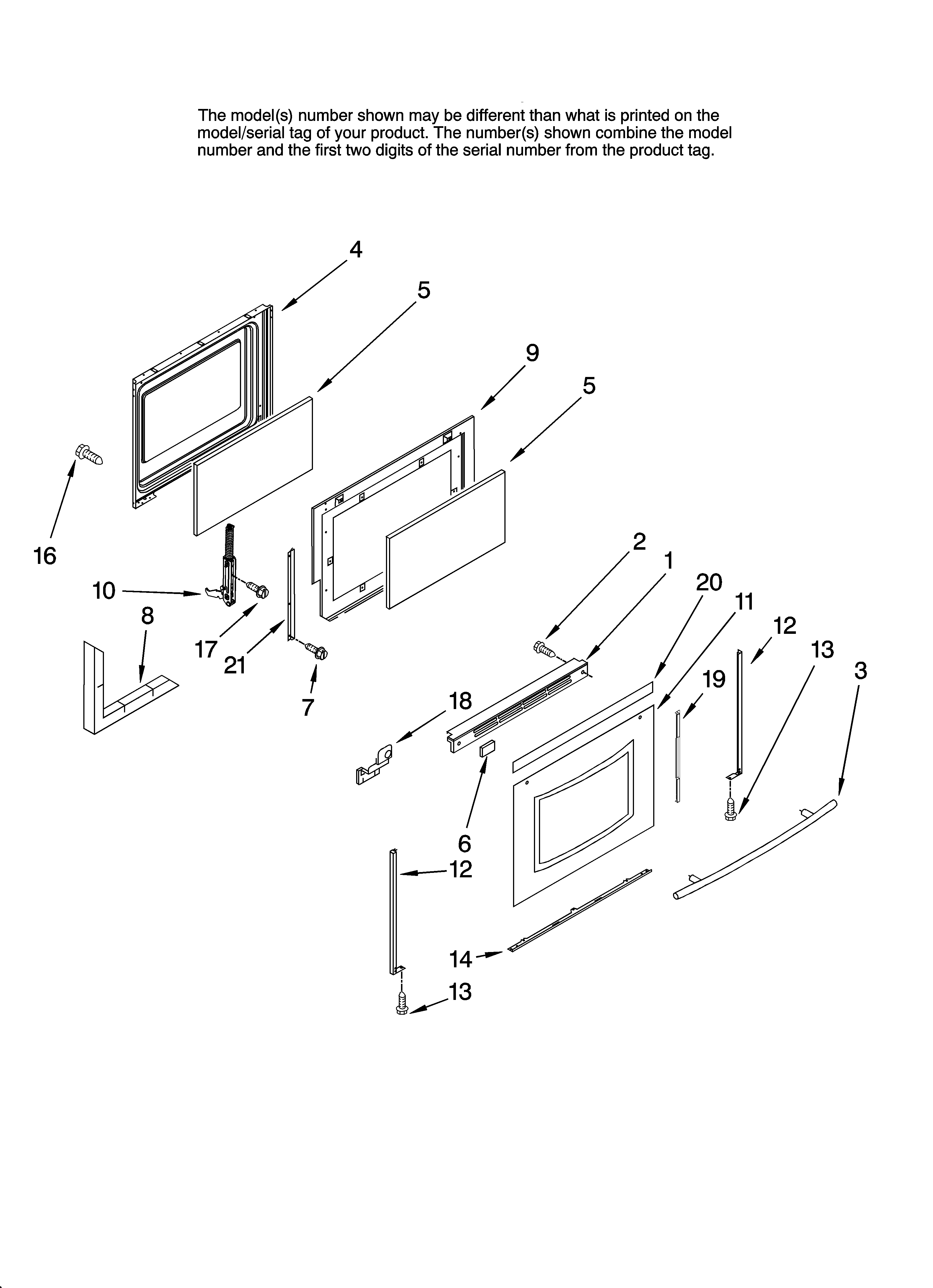 Maytag MGRL752BDQ14 door parts diagram