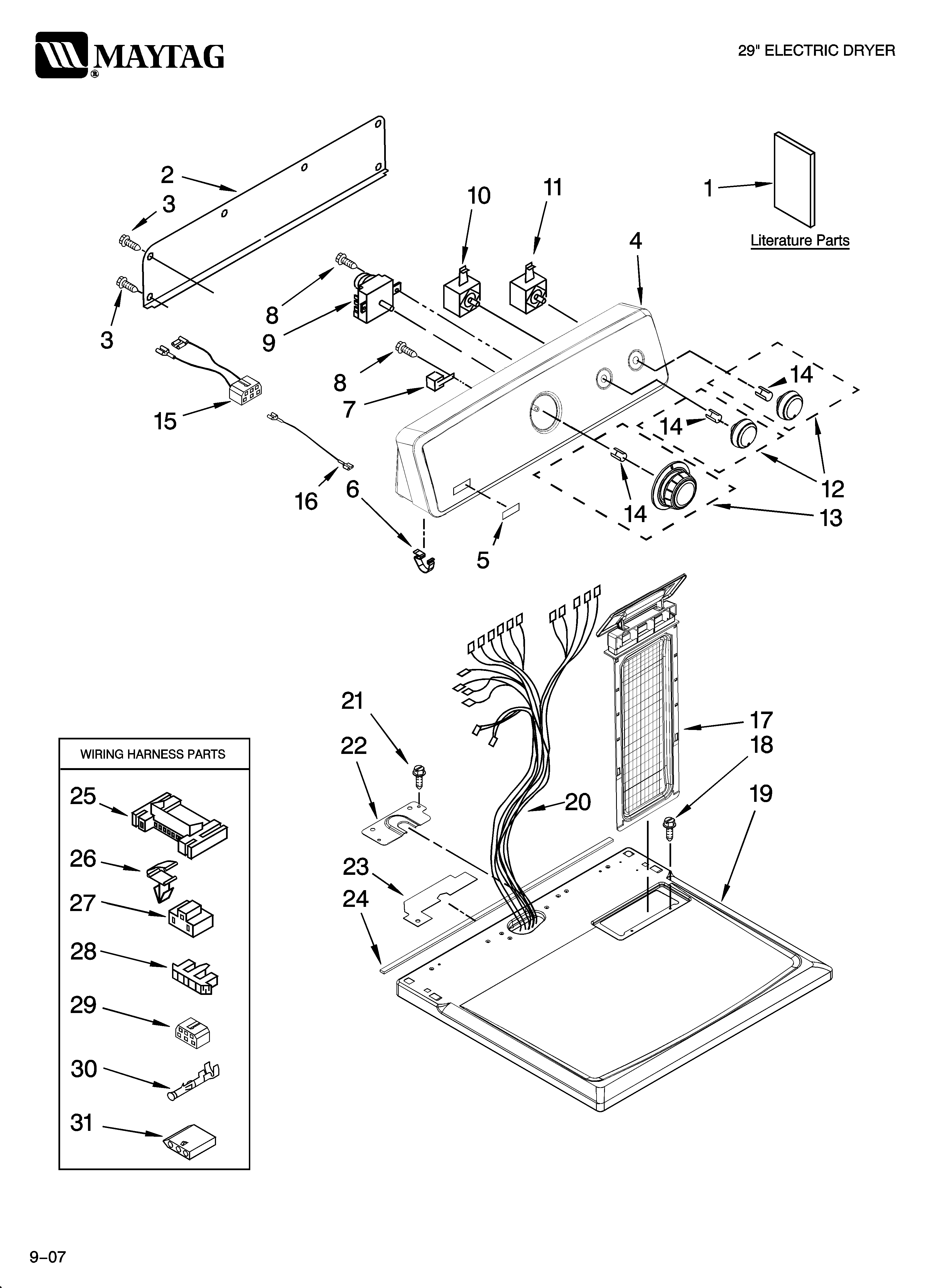 Maytag YMED5600TQ0 top and console parts diagram