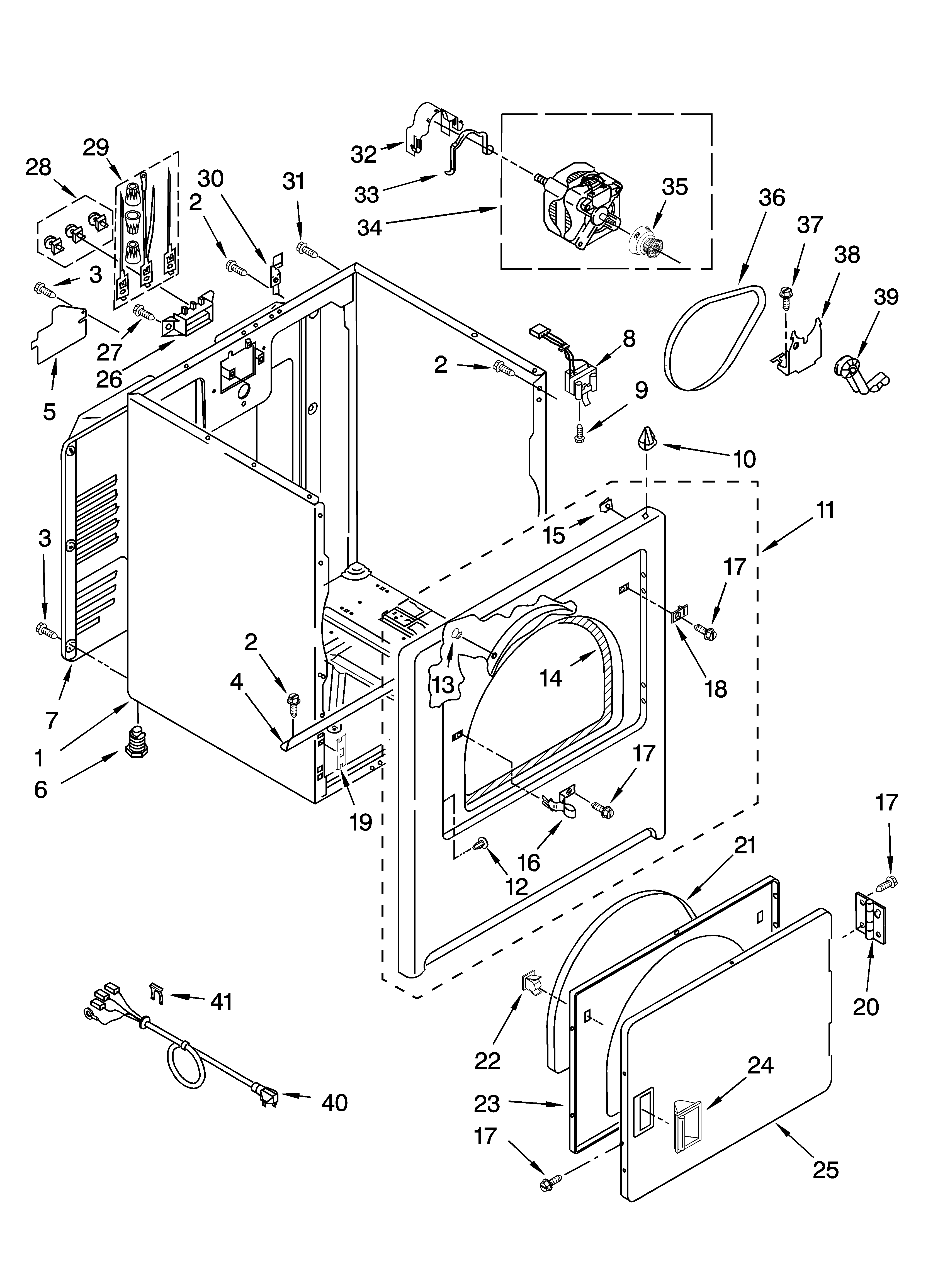 Maytag YMED5600TQ0 cabinet parts diagram