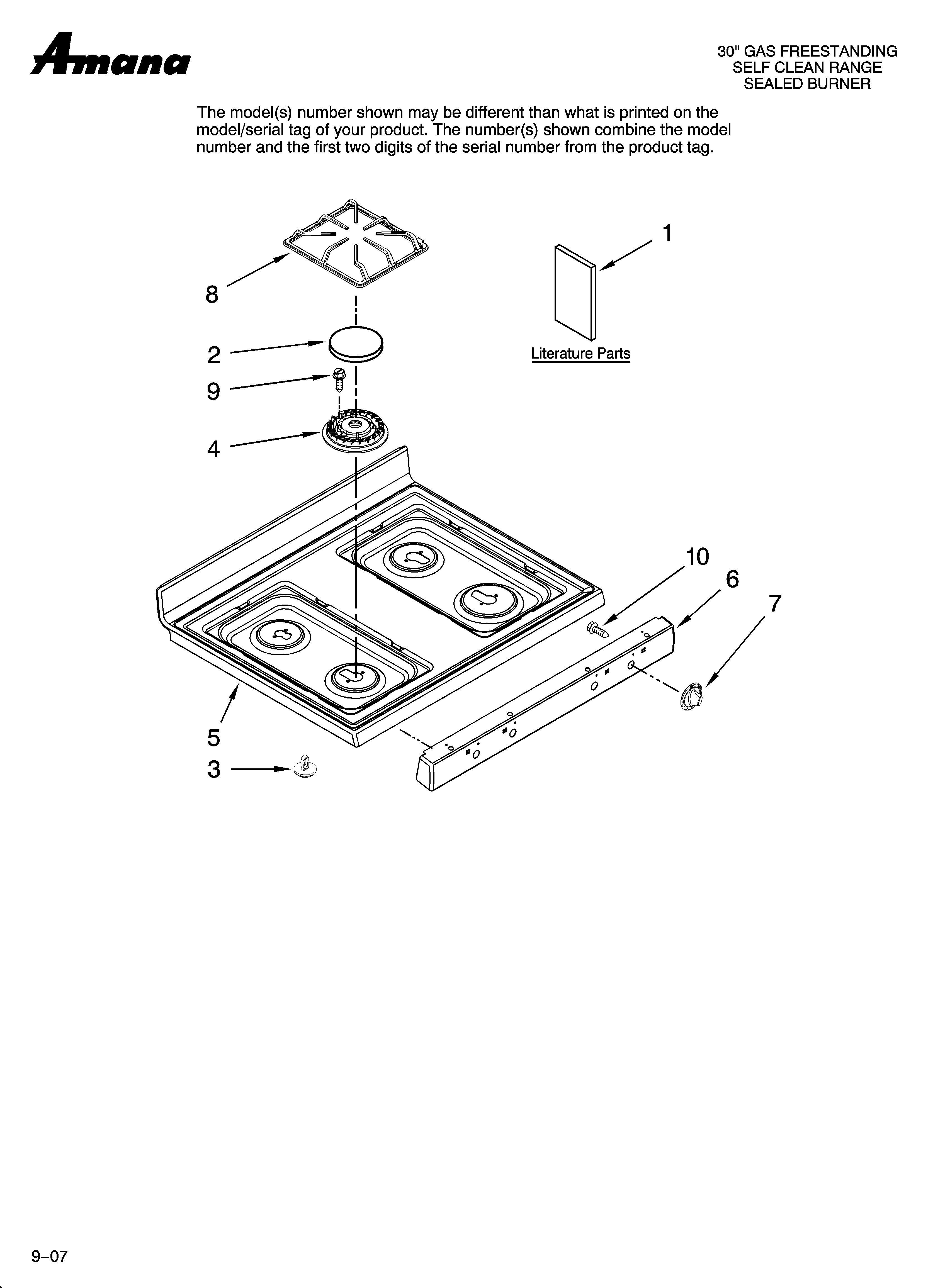 Amana AGR5725RDB15 cooktop parts diagram