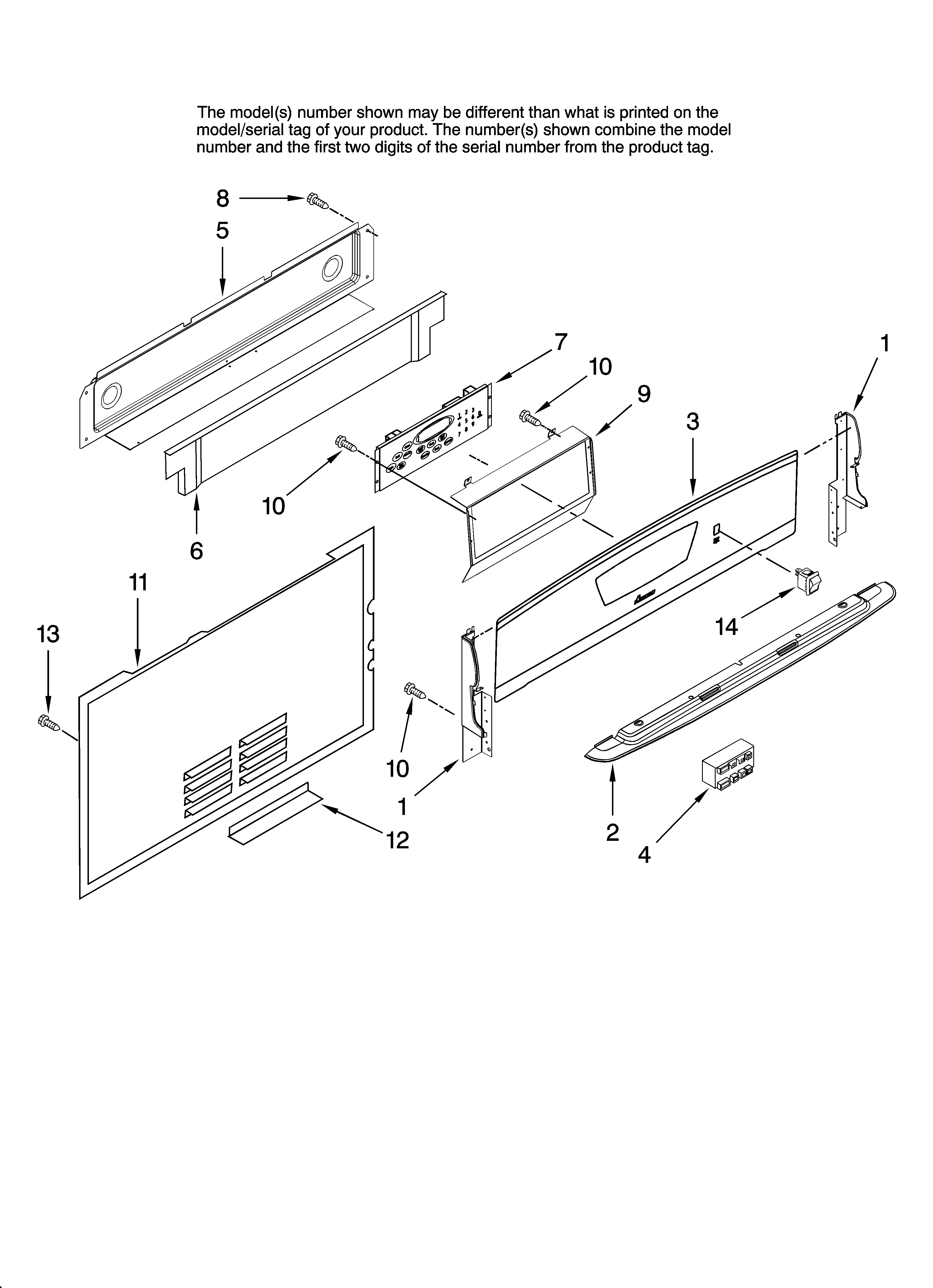 Amana AGR5725RDB15 control panel parts diagram