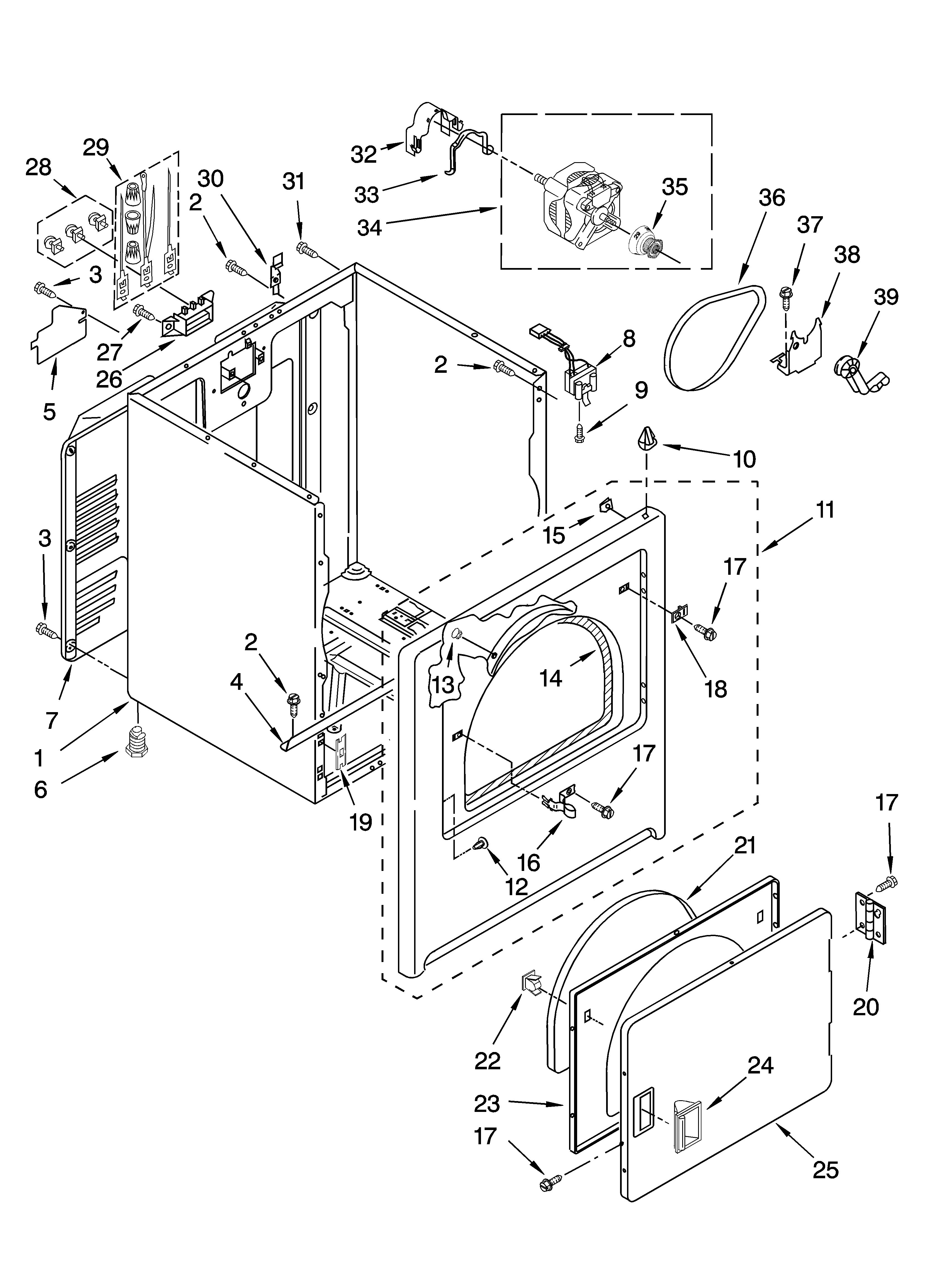 Maytag MED5630TQ1 cabinet parts diagram