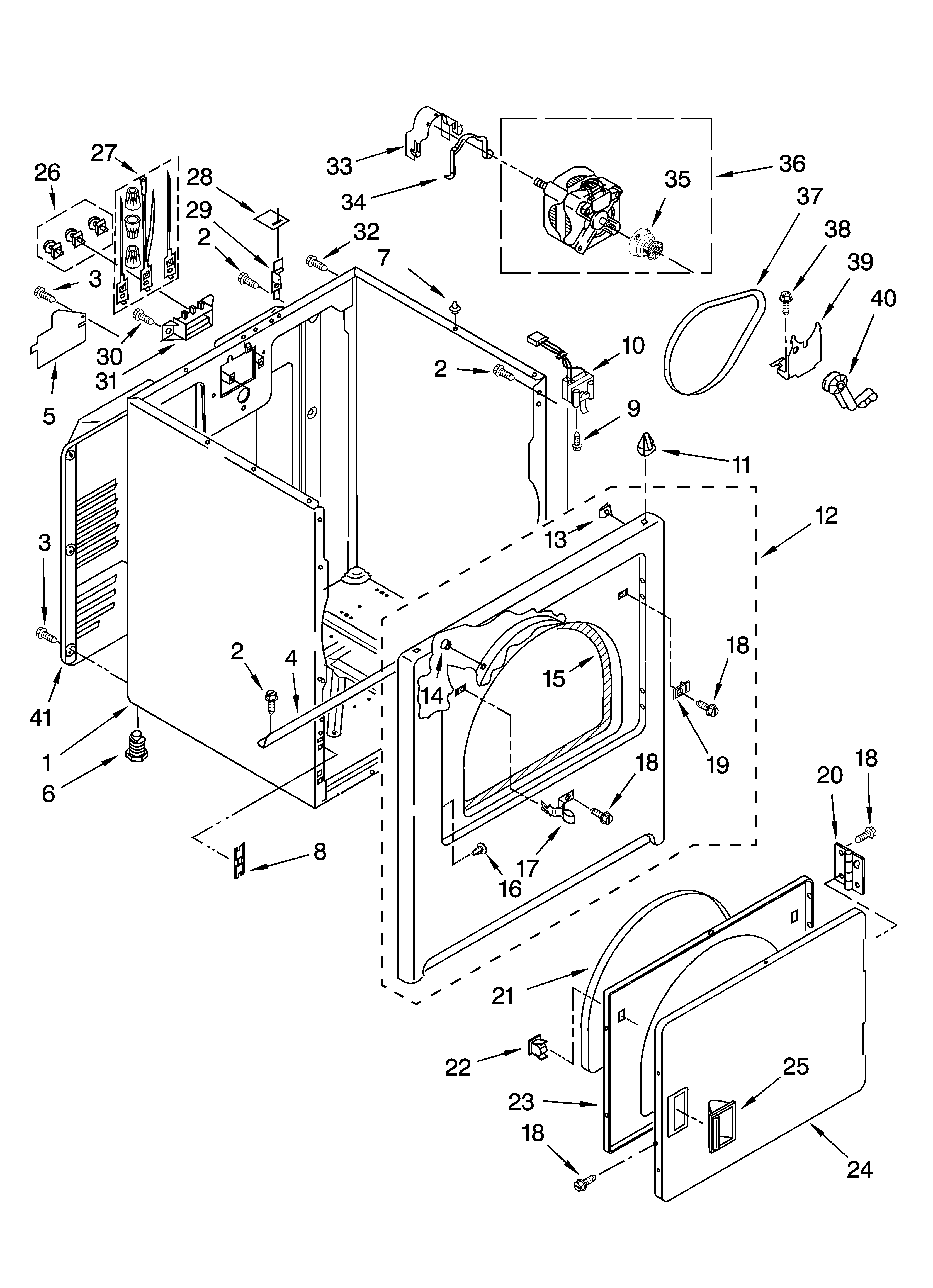 Maytag MED5830TW1 cabinet parts diagram