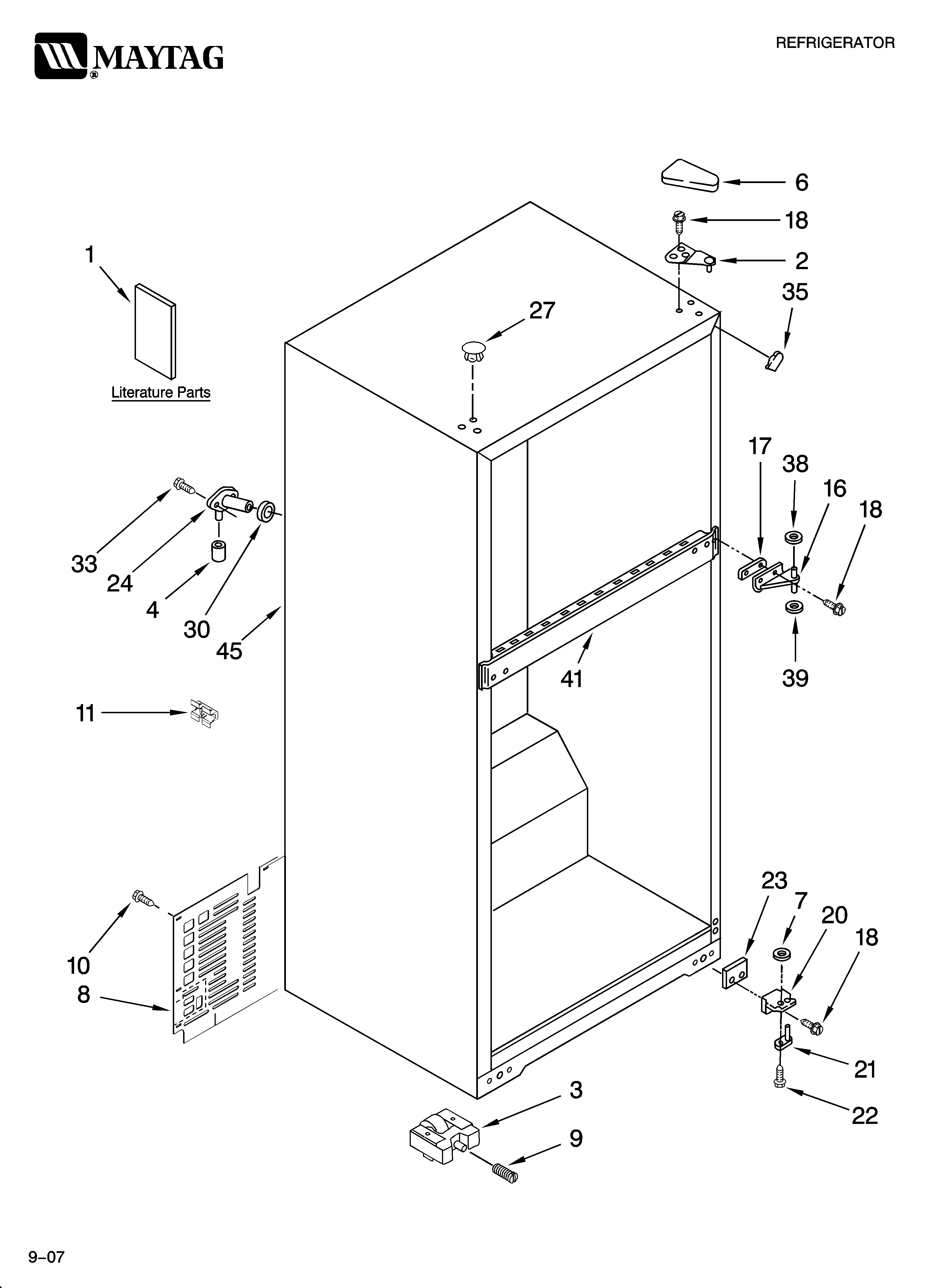 Maytag MTB1842VRW01 cabinet parts diagram