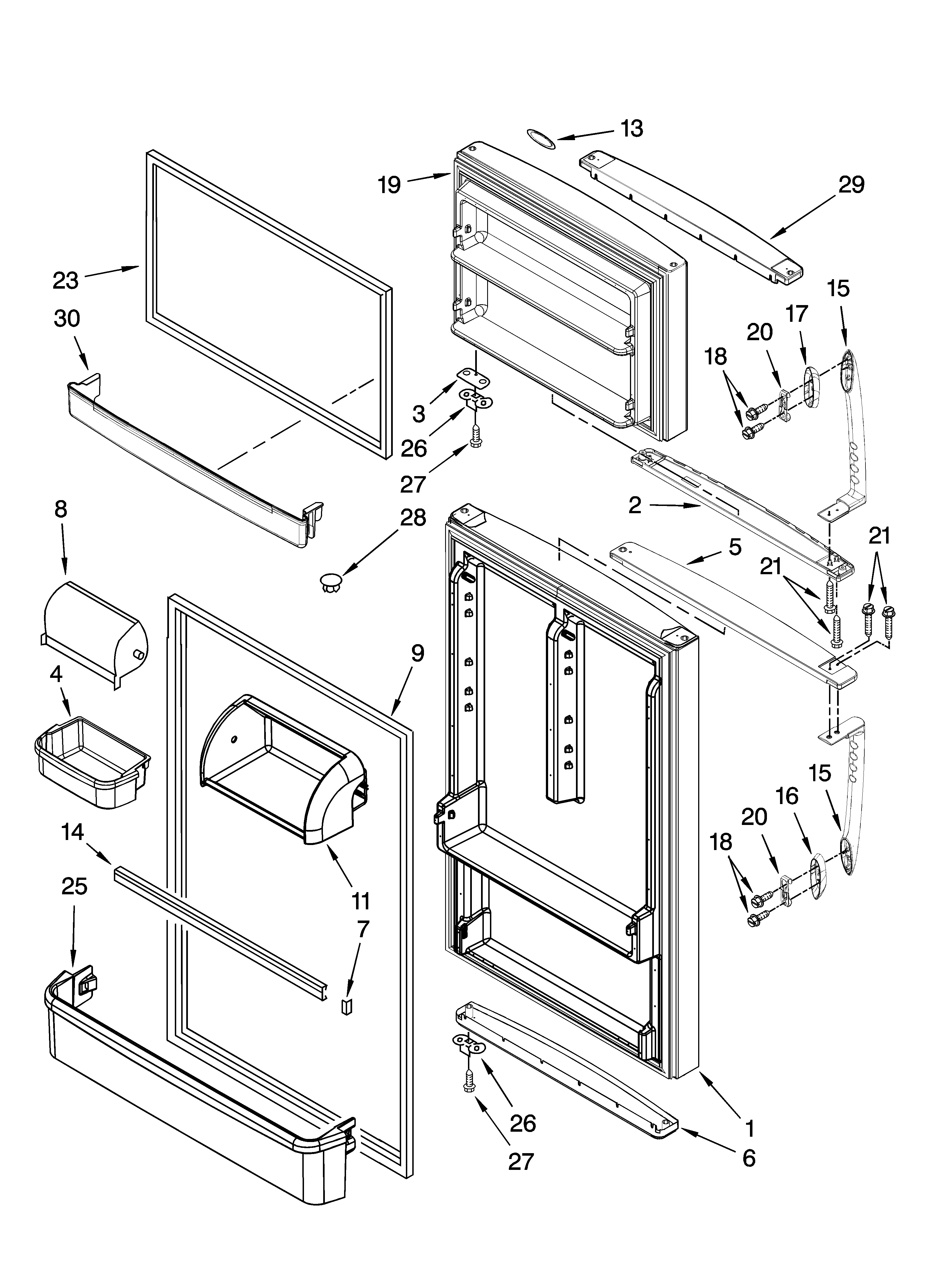 Maytag MTB1842VRW01 door parts diagram