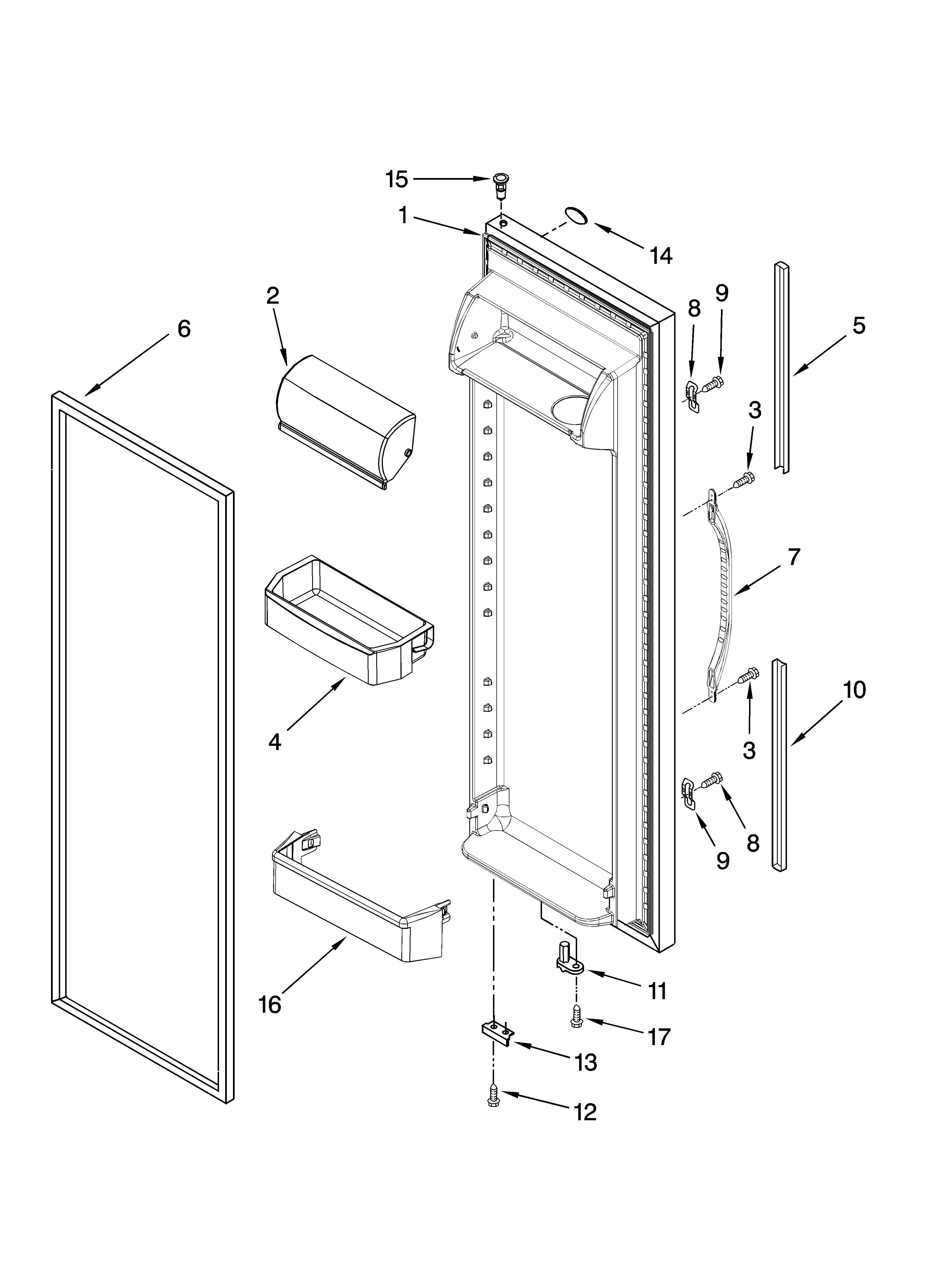 Whirlpool ED2GHEXNQ05 refrigerator door parts diagram