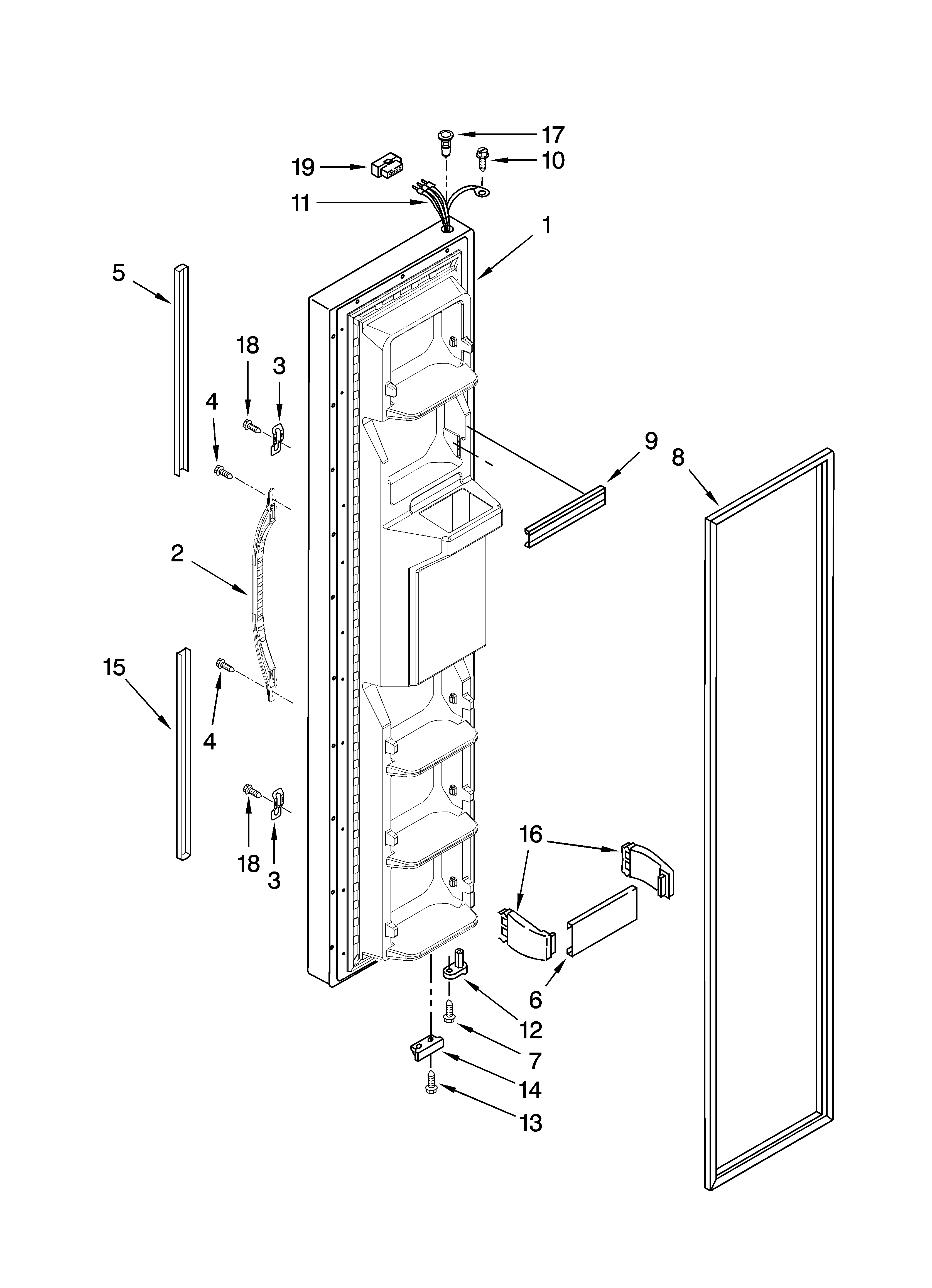 Whirlpool ED2GHEXNQ05 freezer door parts diagram