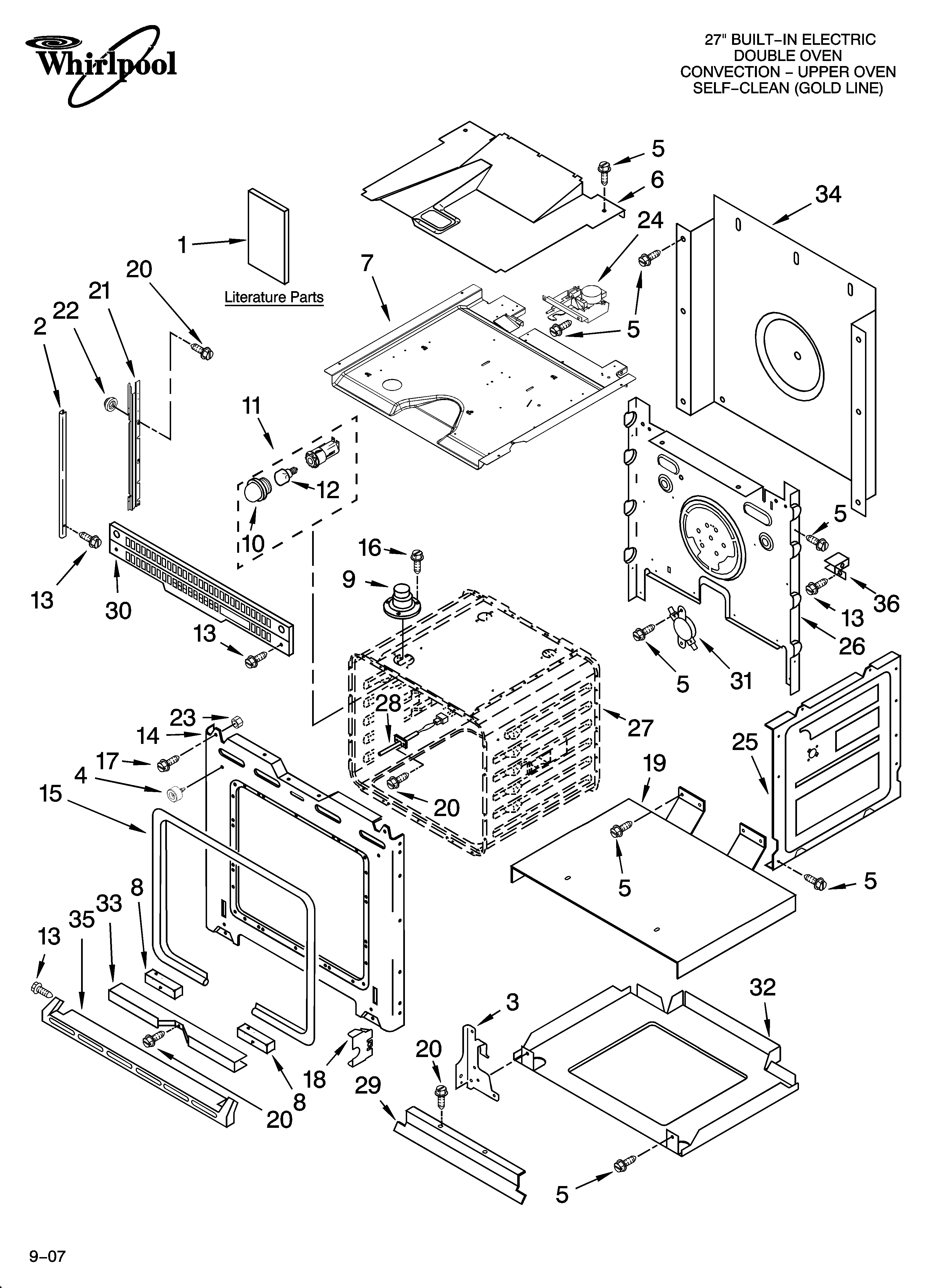 Whirlpool GBD277PRS02 oven parts diagram