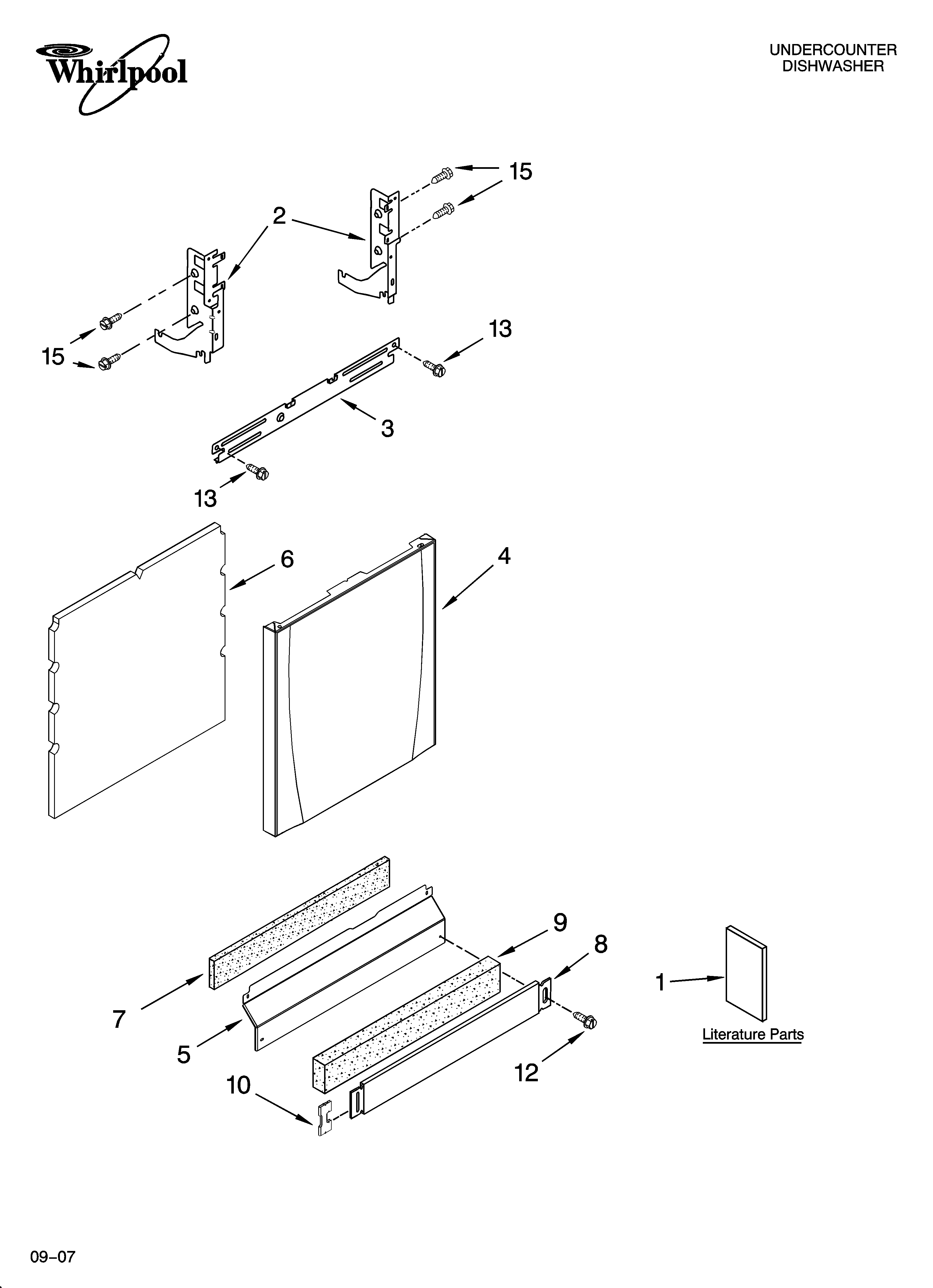 Whirlpool GU3600XTSY2 door and panel parts diagram
