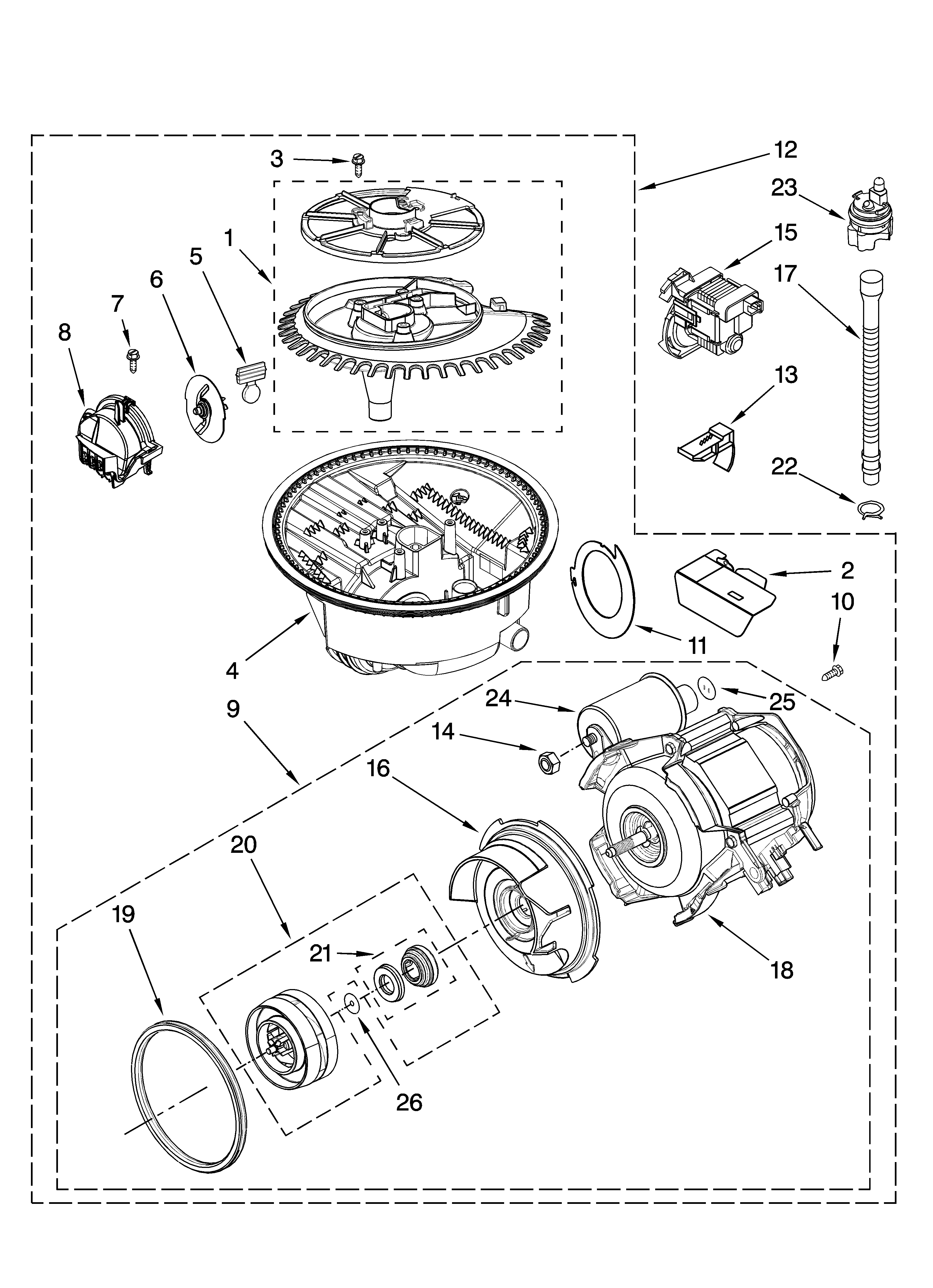 Whirlpool GU3600XTSY2 pump and motor parts diagram