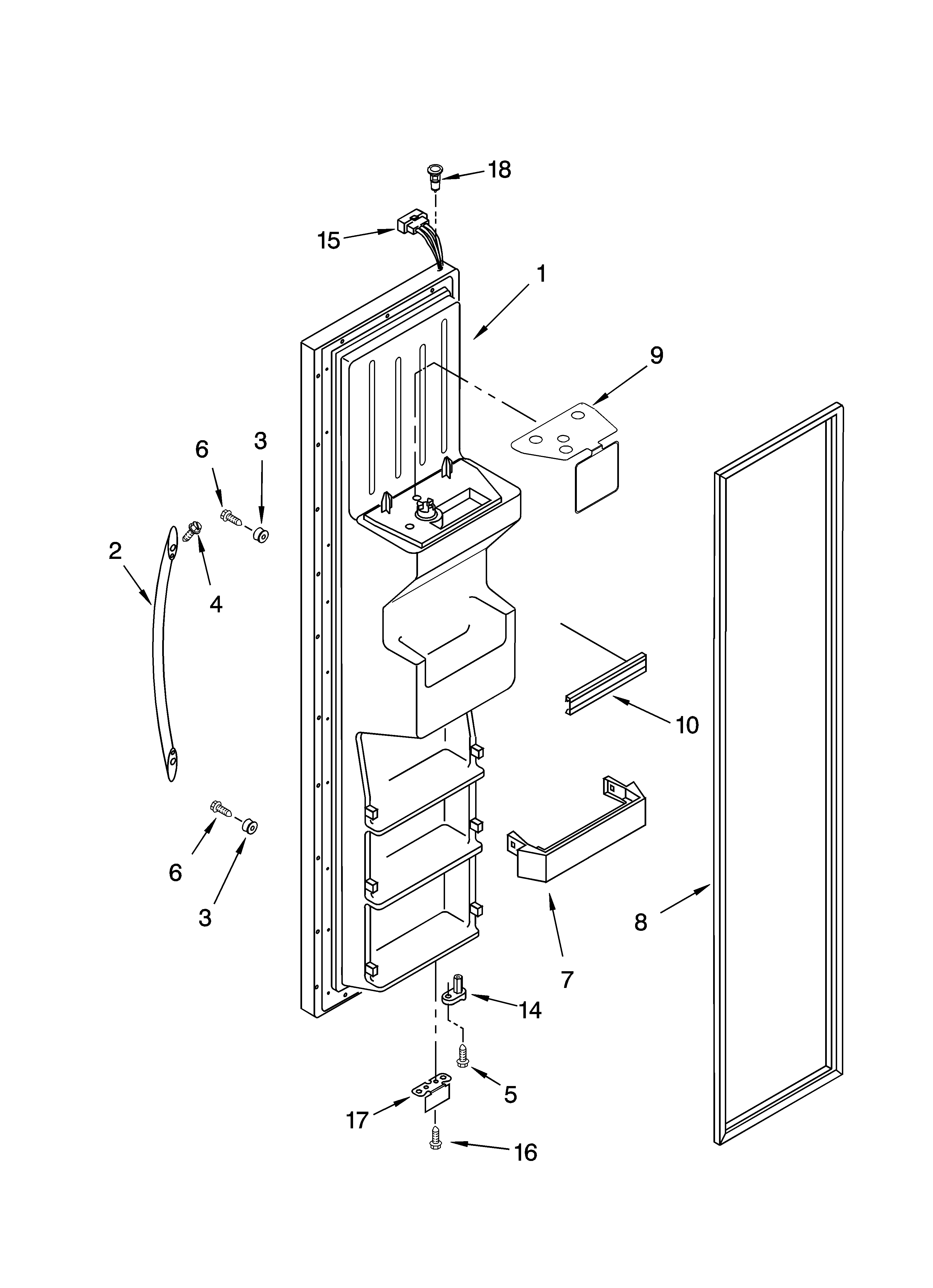 KitchenAid KSRP25FSBL01 freezer door parts diagram