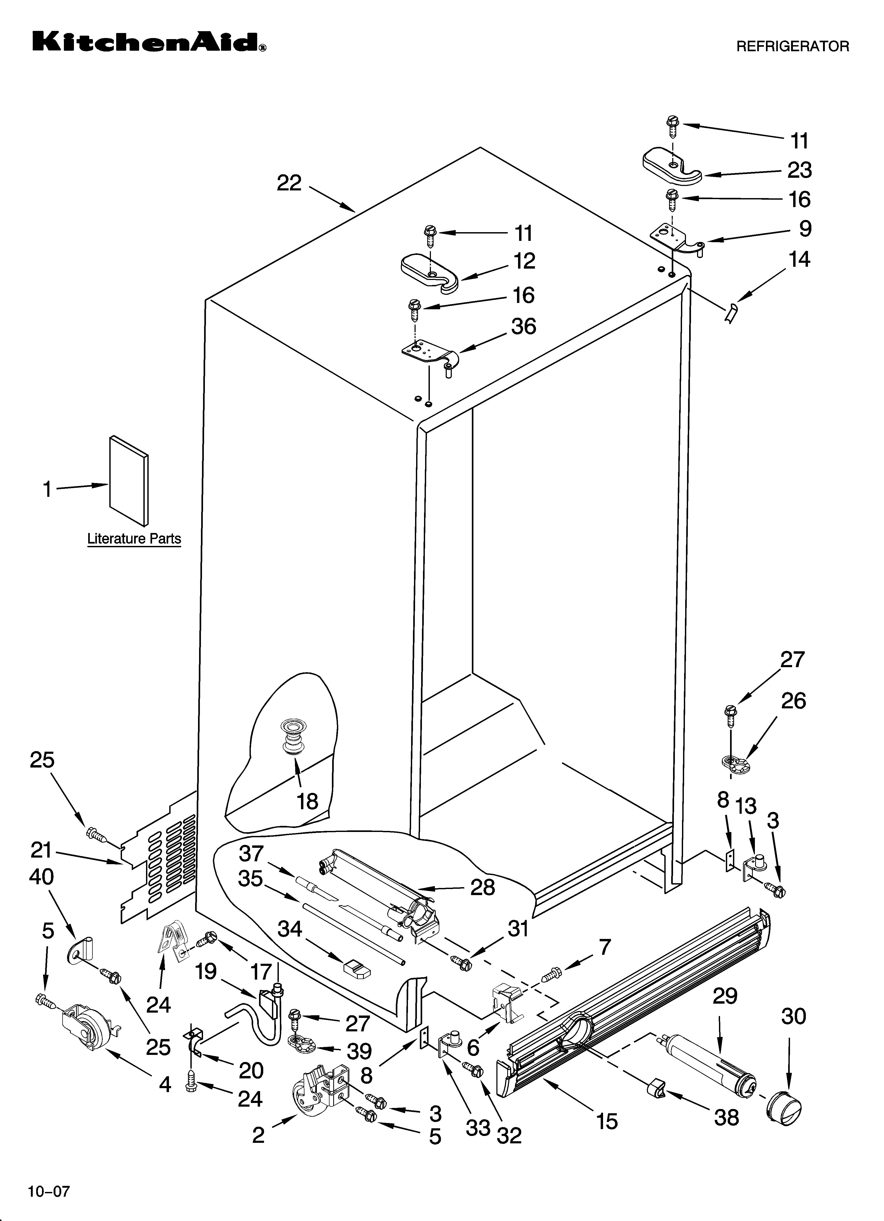 KitchenAid KSRS25RSMS01 cabinet parts diagram