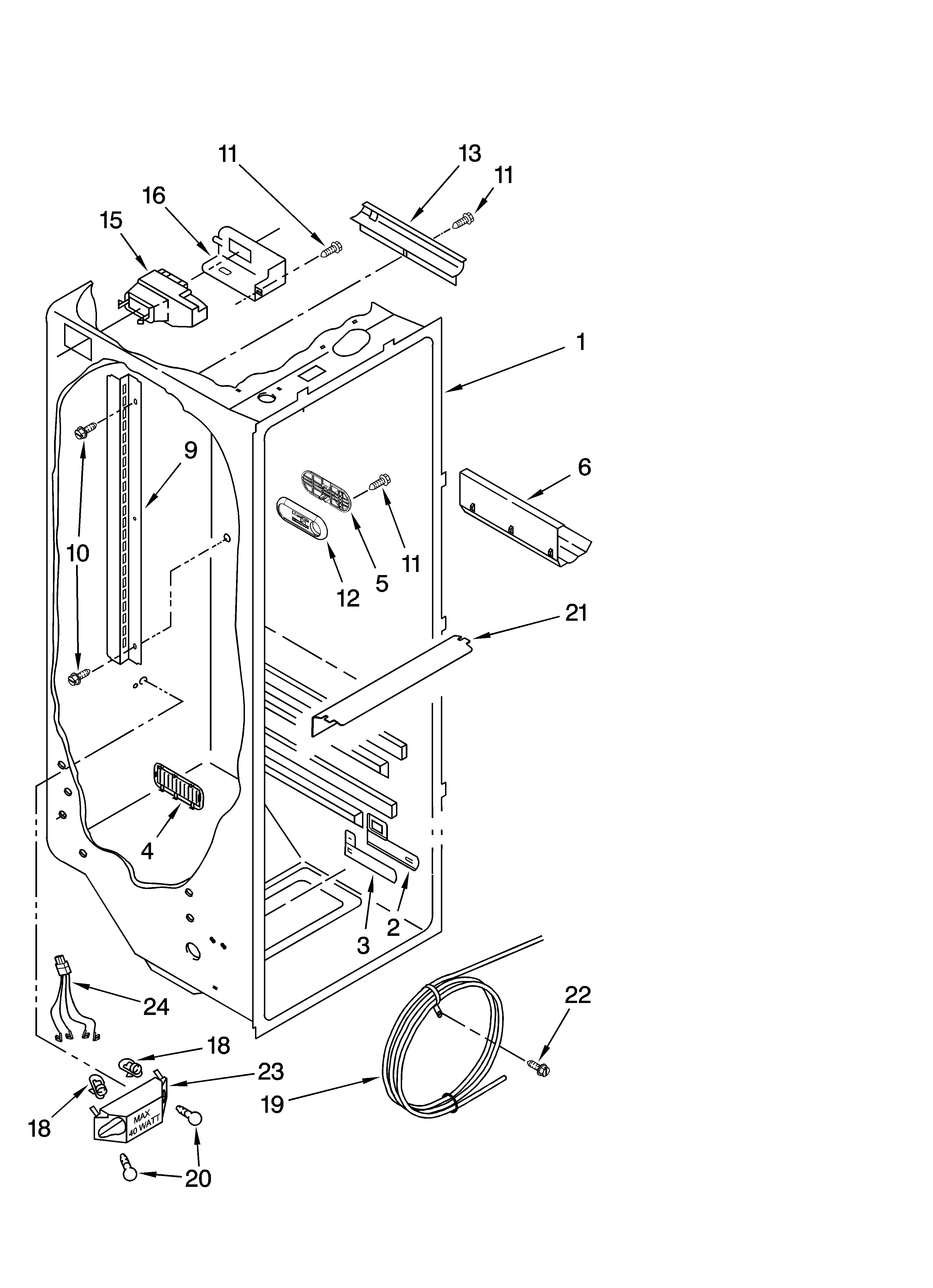 KitchenAid KSRS25RSMS01 refrigerator liner parts diagram