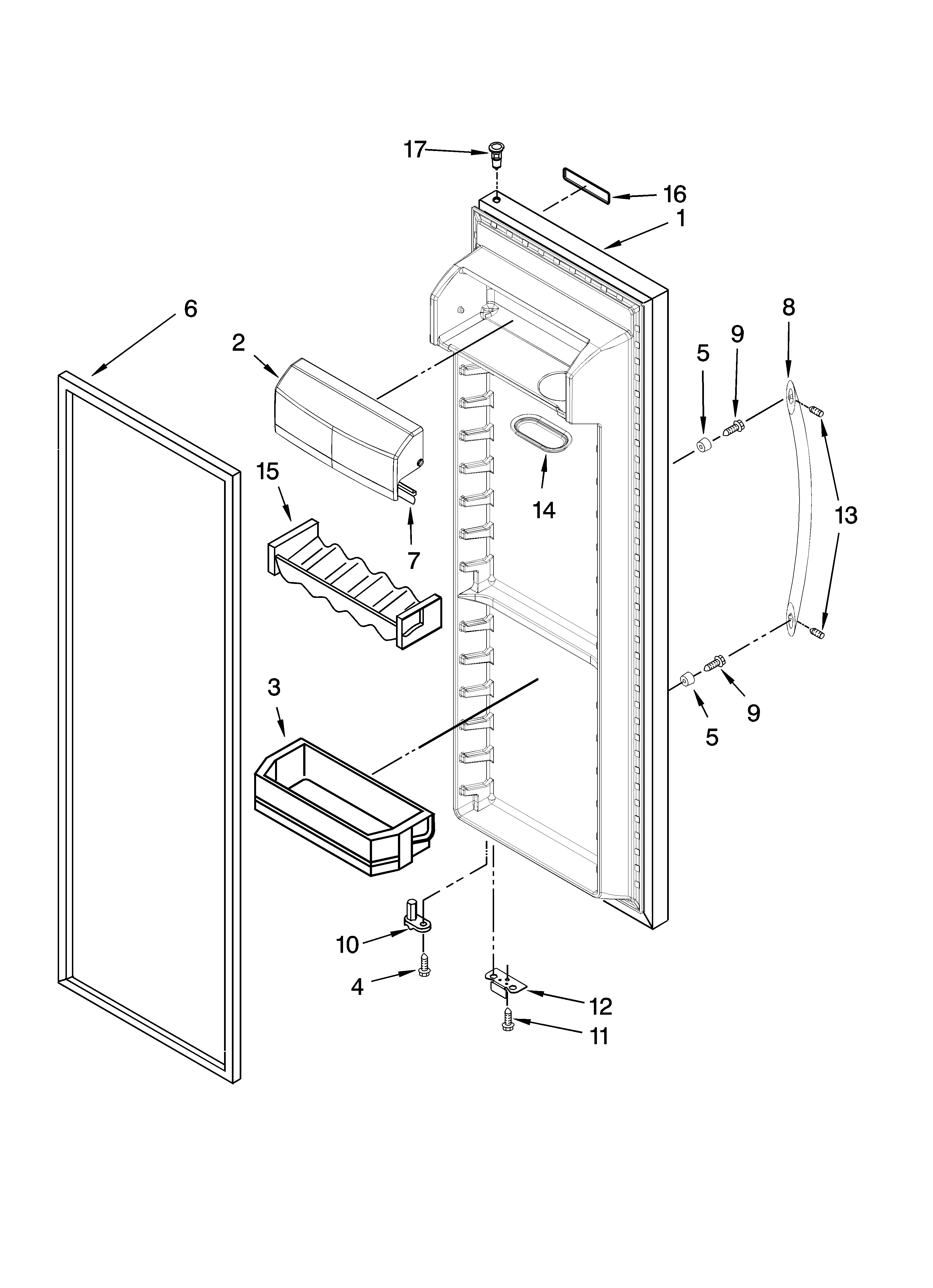 KitchenAid KSRS25RSMS01 refrigerator door parts diagram