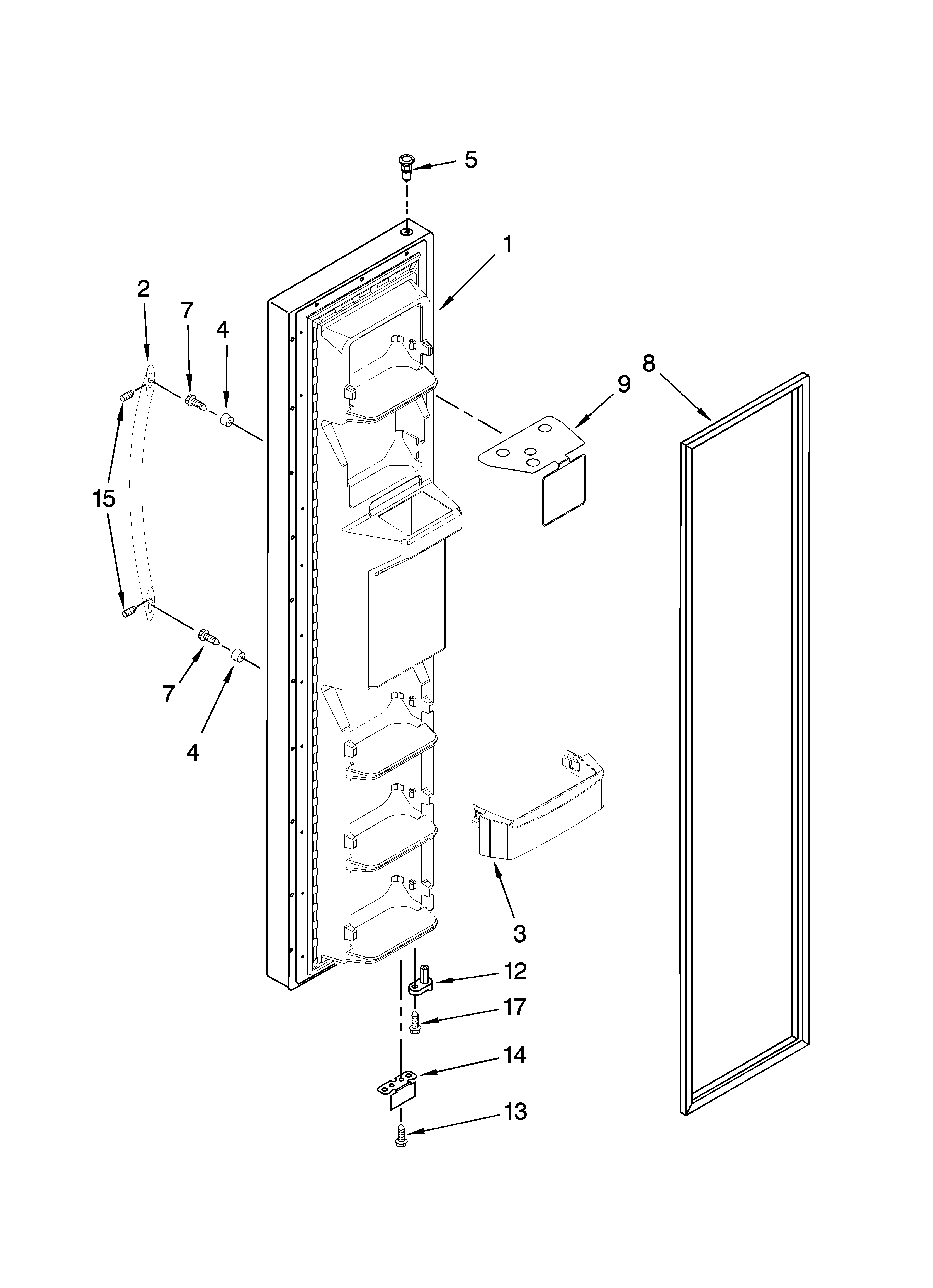 KitchenAid KSRS25RSMS01 freezer door parts diagram