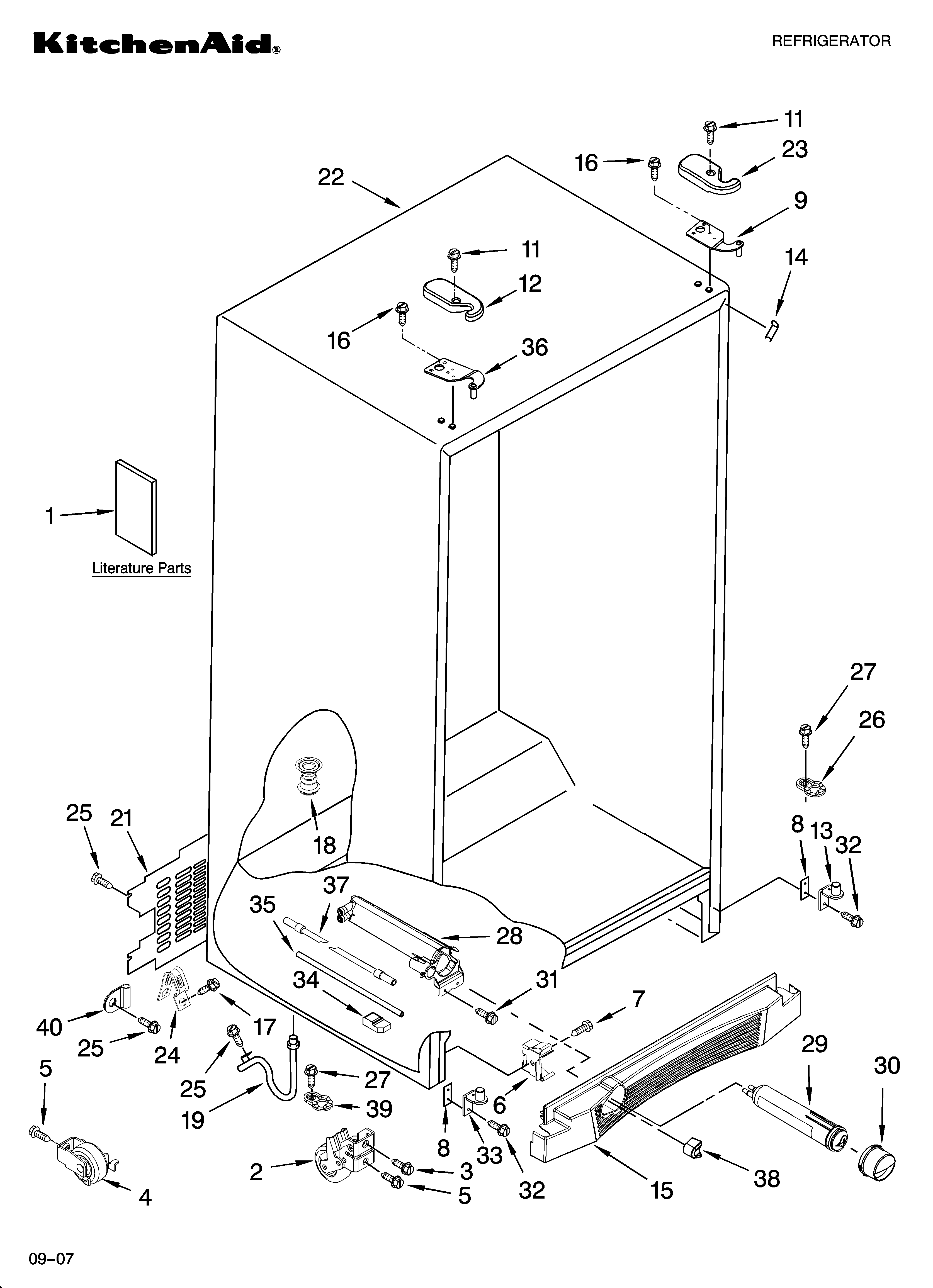 KitchenAid KSRY25CVMS00 cabinet parts diagram