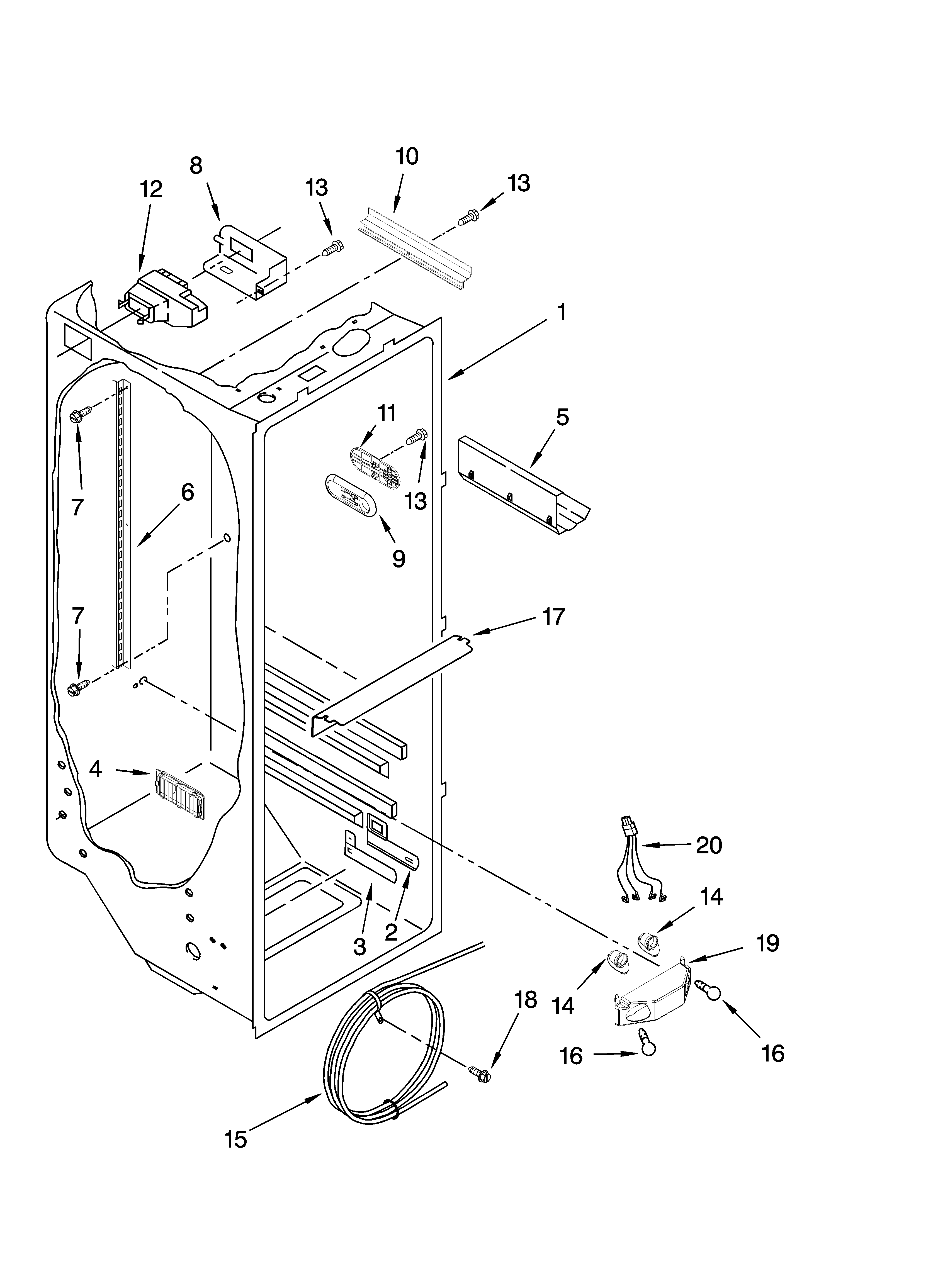 KitchenAid KSRY25CVMS00 refrigerator liner parts diagram