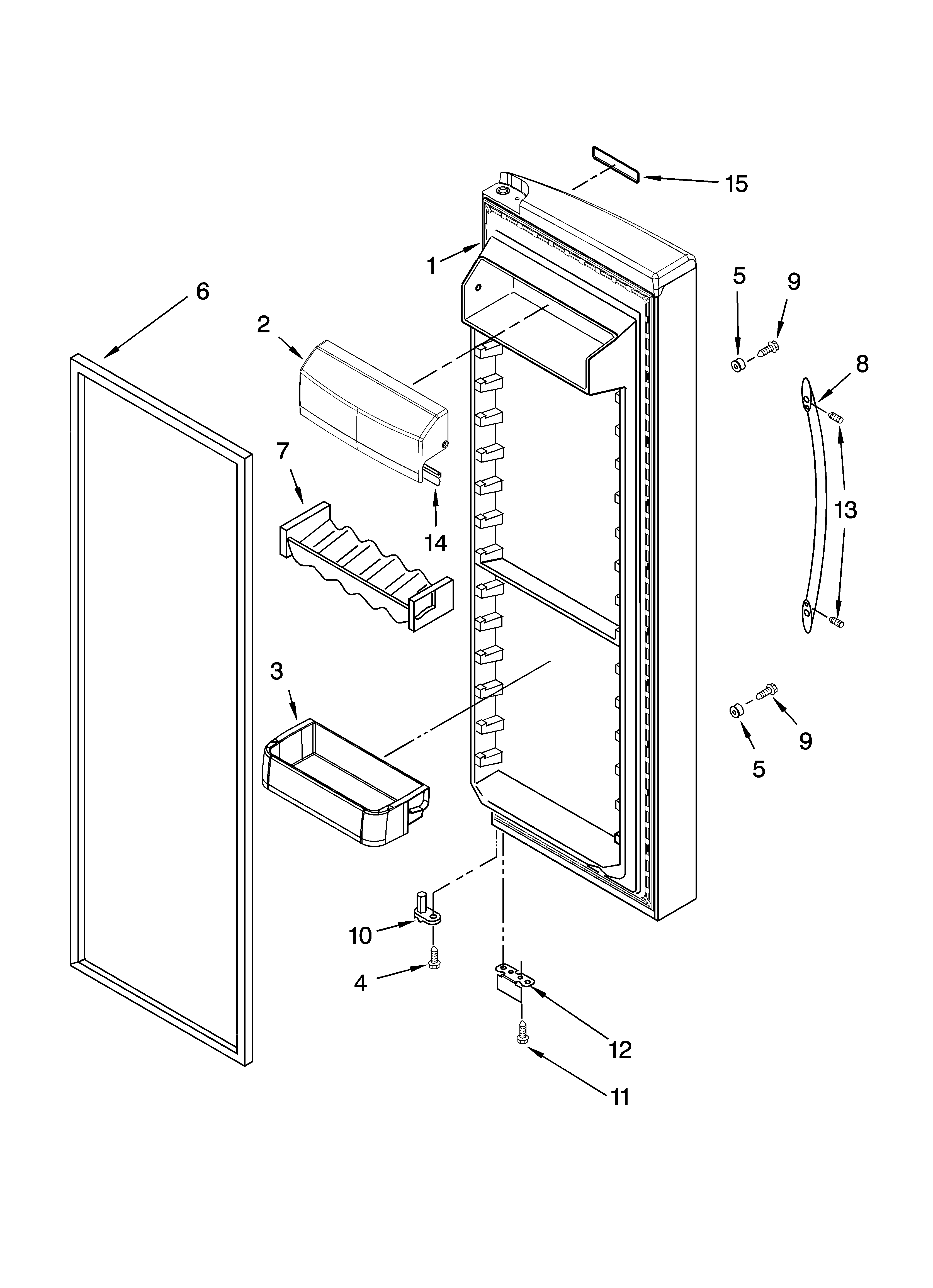 KitchenAid KSRY25CVMS00 refrigerator door parts diagram