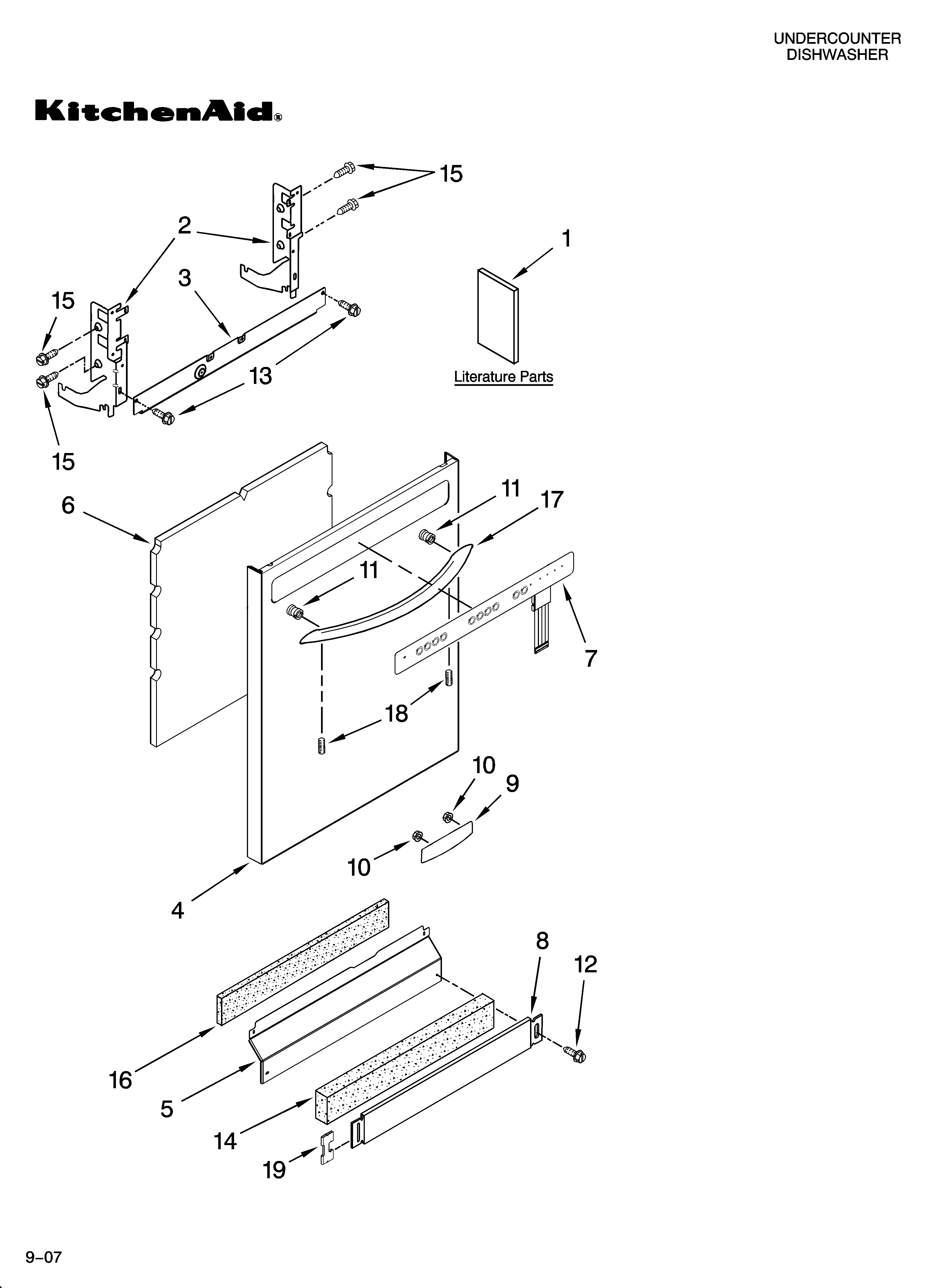 KitchenAid KUDK03CTBL2 door and panel parts diagram