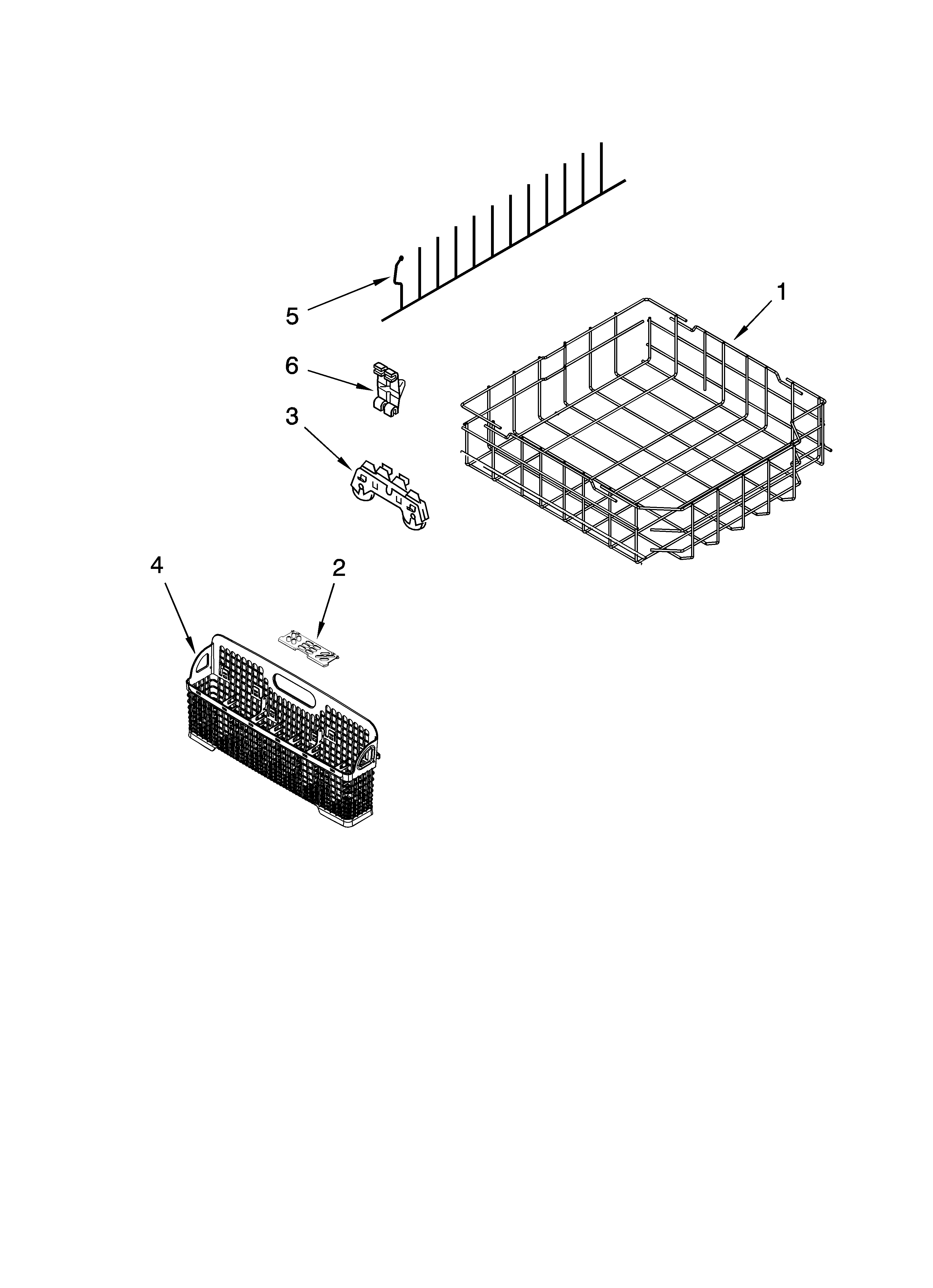 KitchenAid KUDK03CTBL2 lower rack parts, optional parts (not included) diagram
