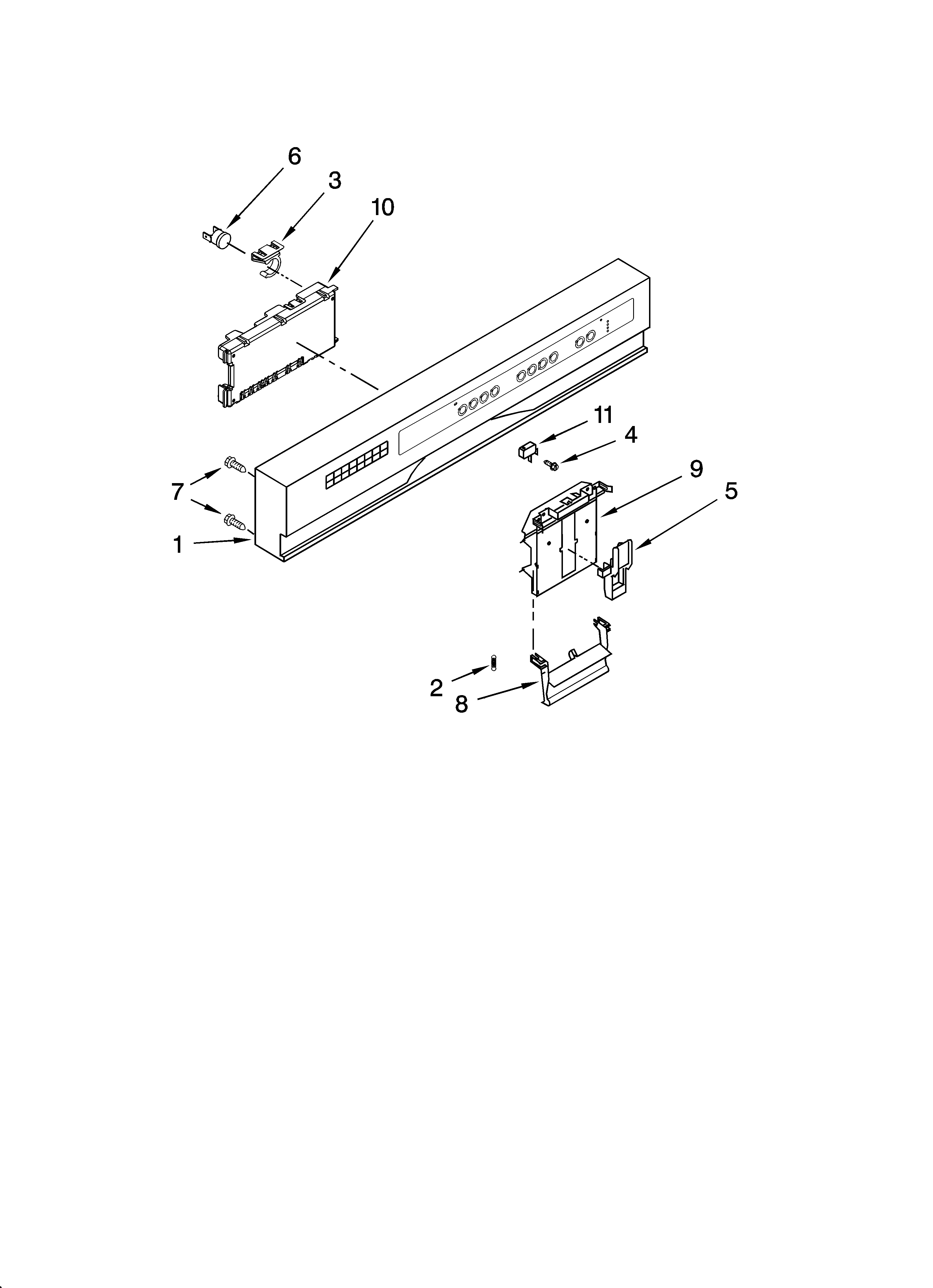 KitchenAid KUDK03ITBT2 control panel parts diagram