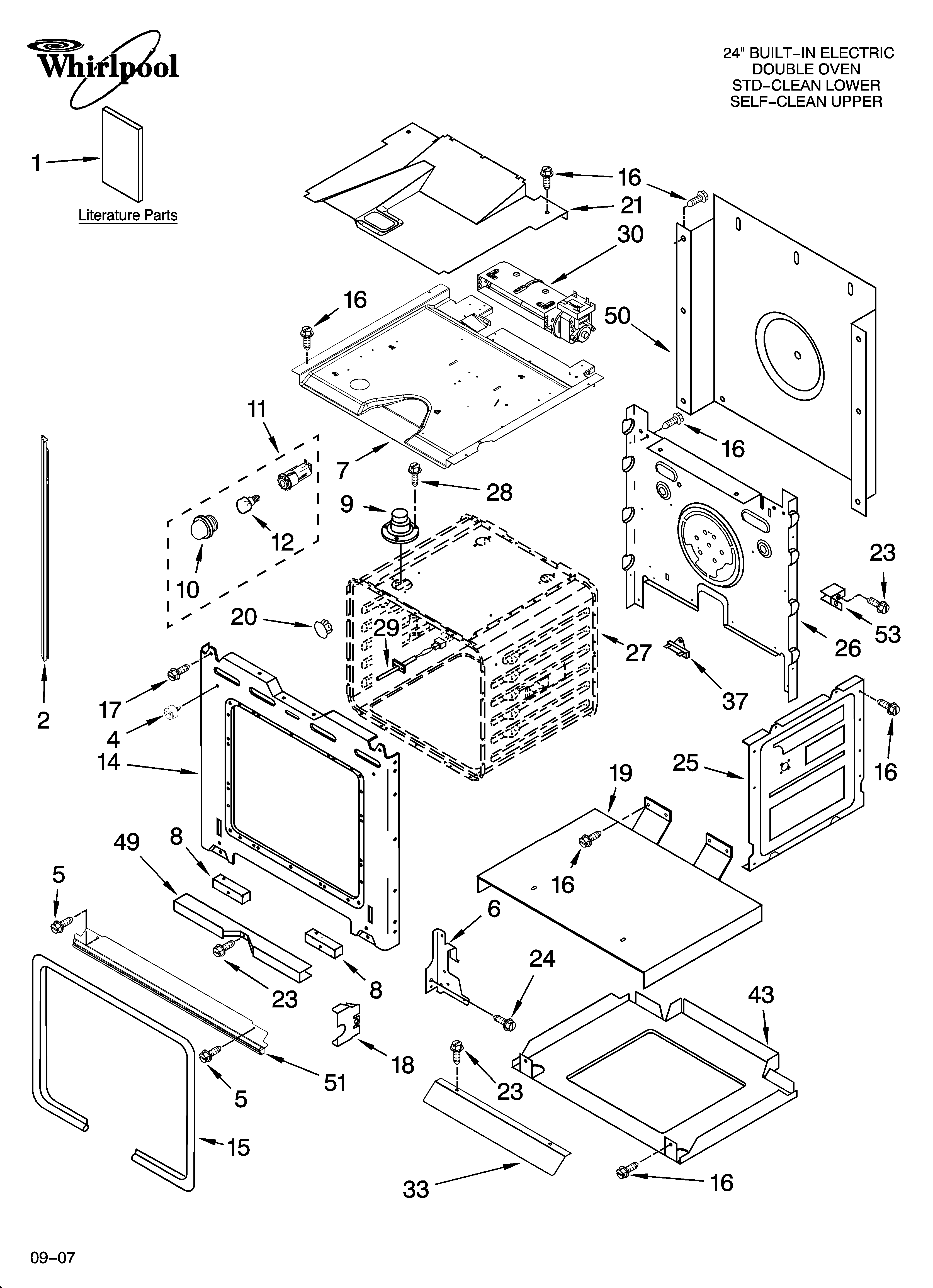 Whirlpool RBD245PRS01 lower oven parts diagram