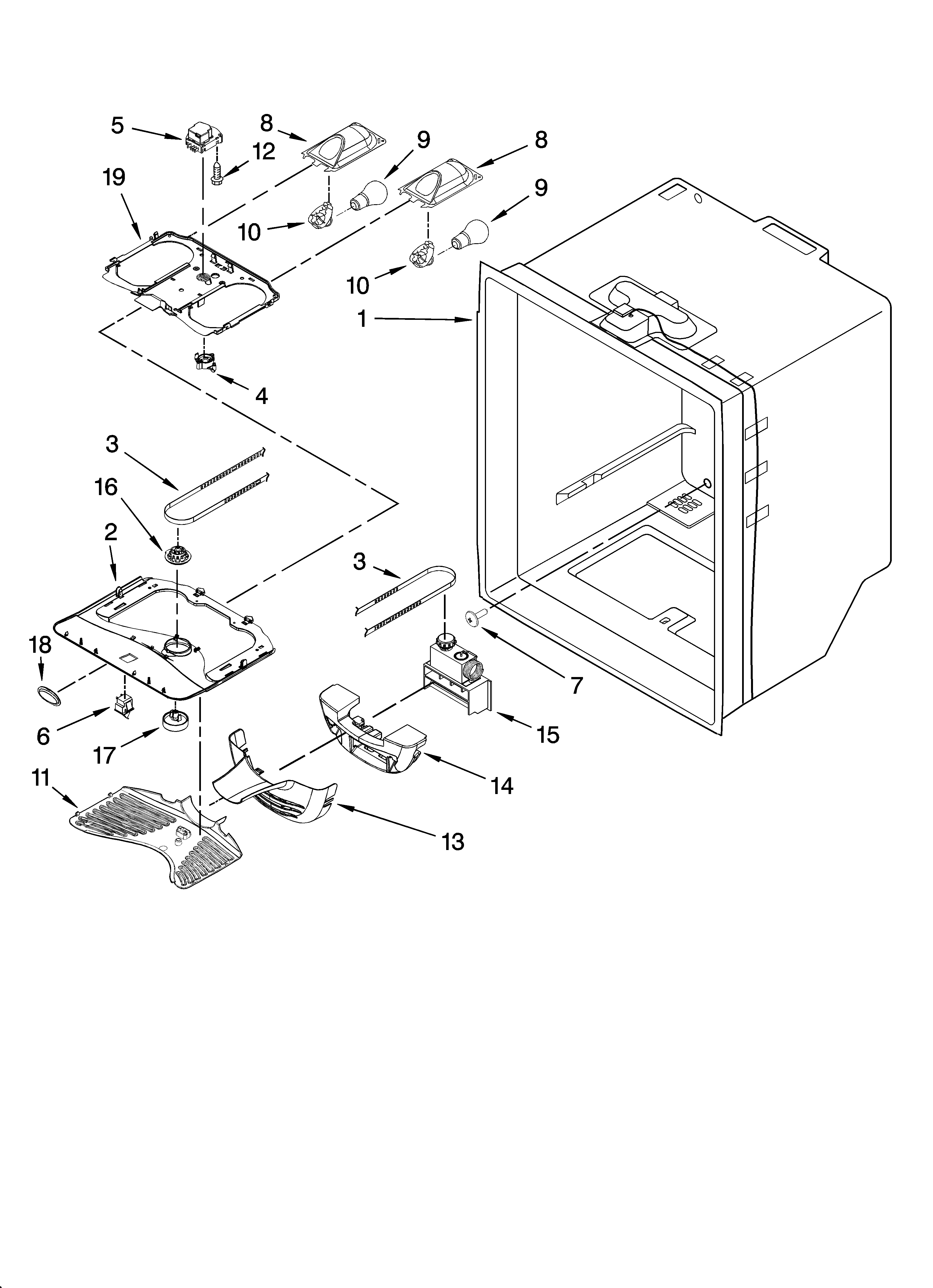Amana ABB2221FEB1 refrigerator liner parts diagram