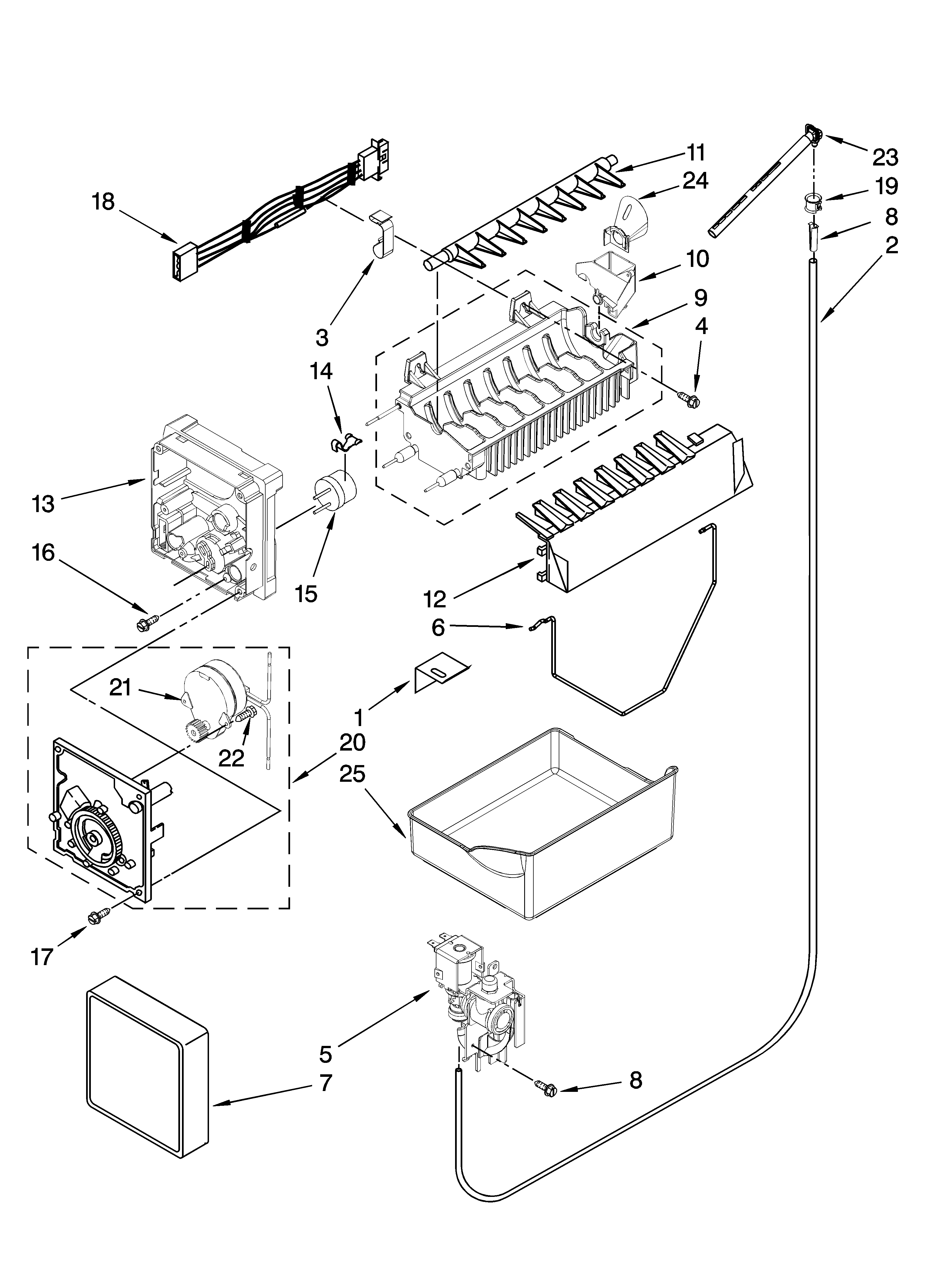 Amana ABB2221FEB1 icemaker parts, optional parts diagram