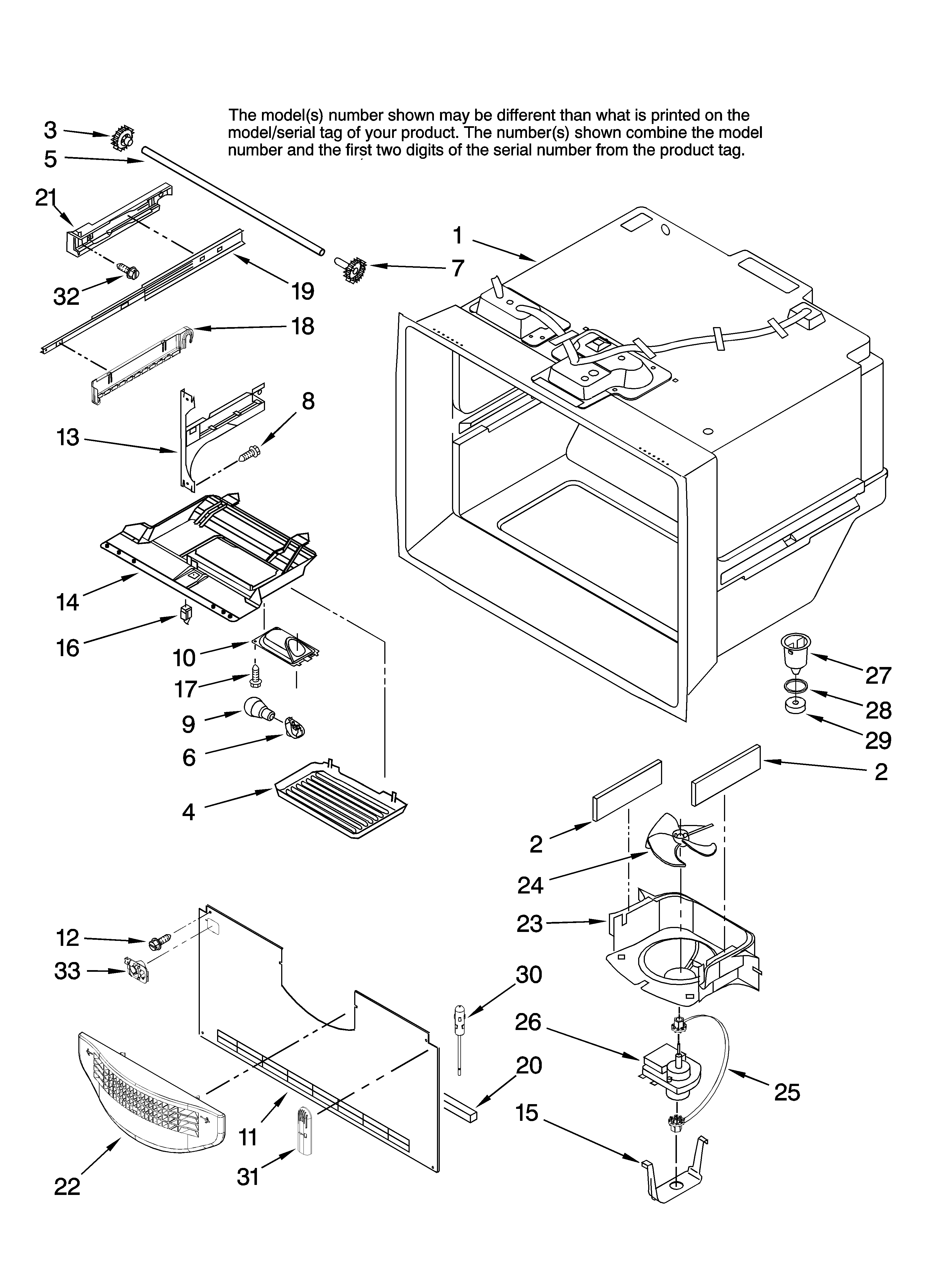 Jenn-Air JBD2286KEW11 freezer liner parts diagram