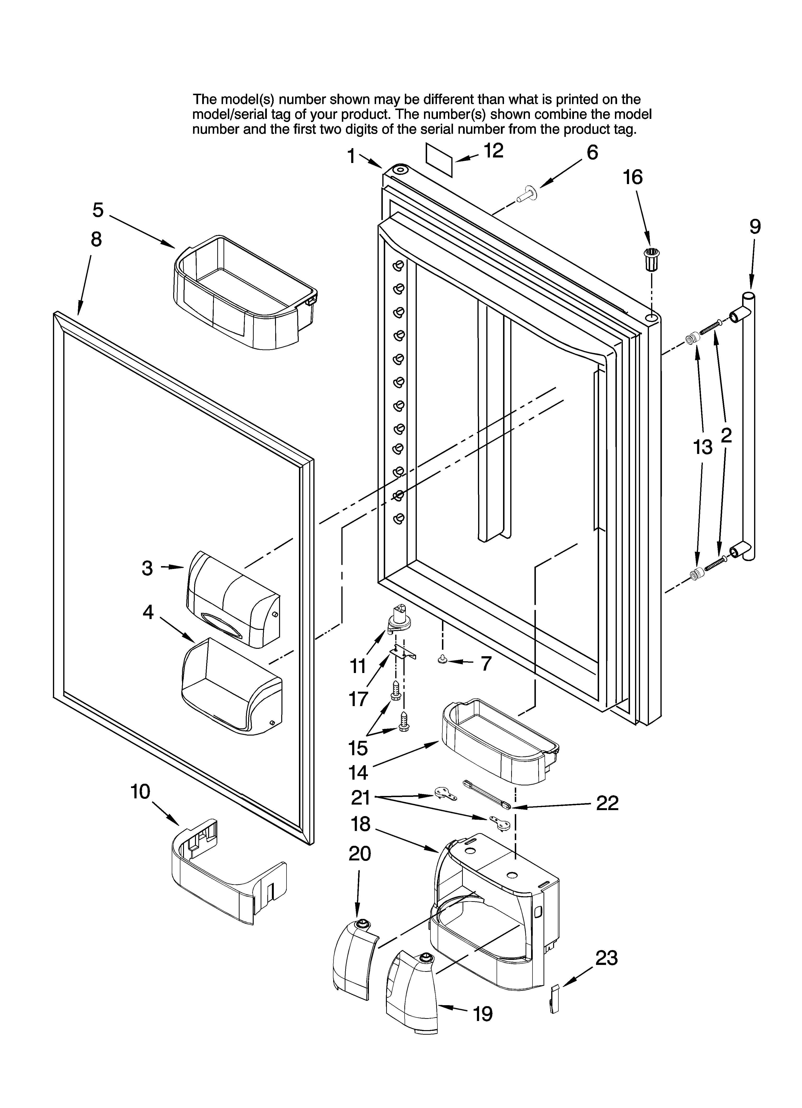 Jenn-Air JBD2286KEW11 refrigerator door parts diagram