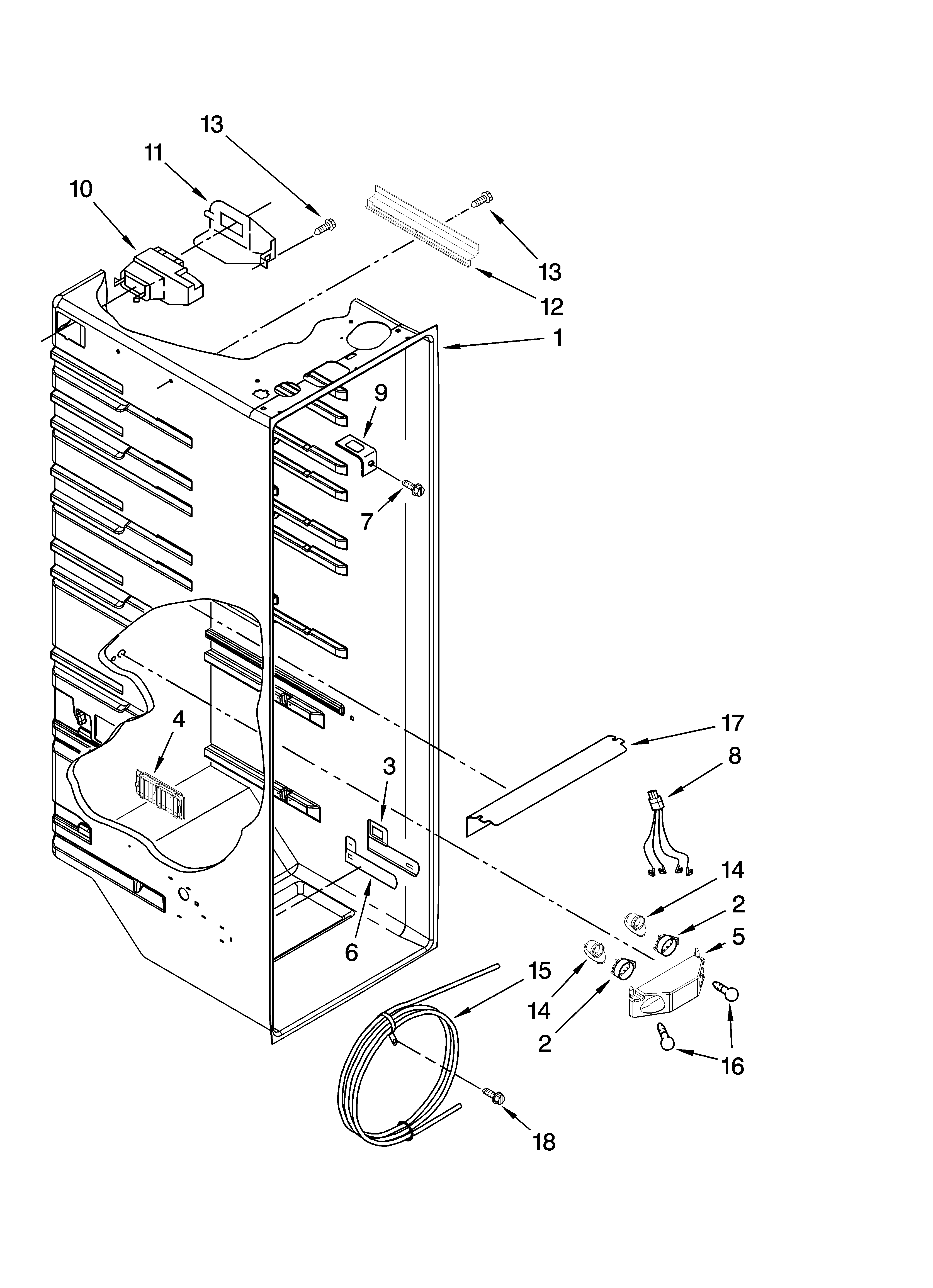 Whirlpool BRS62ABANA00 refrigerator liner parts diagram