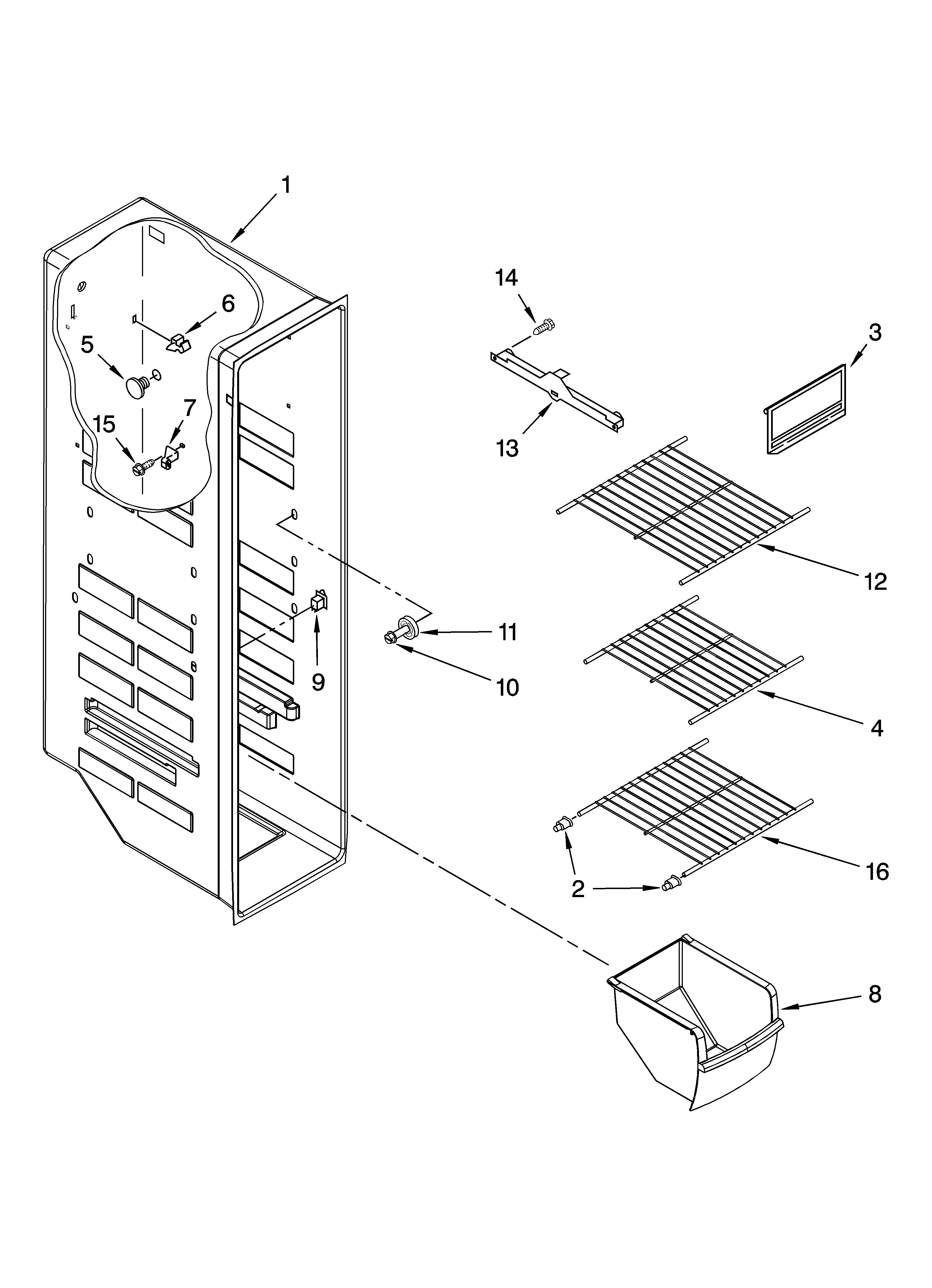 Whirlpool BRS62ABANA00 freezer liner parts diagram