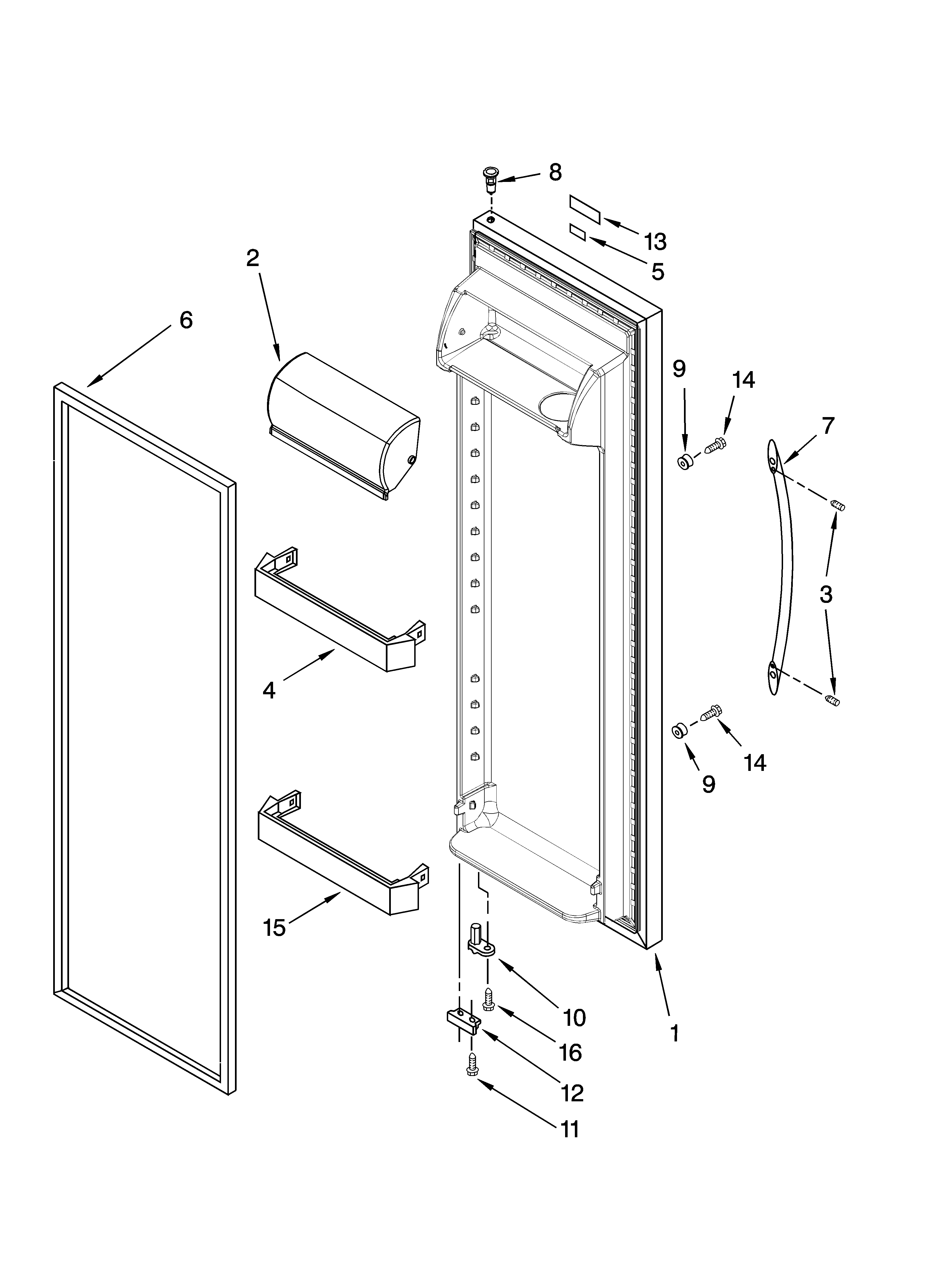 Whirlpool BRS62ABANA00 refrigerator door parts diagram