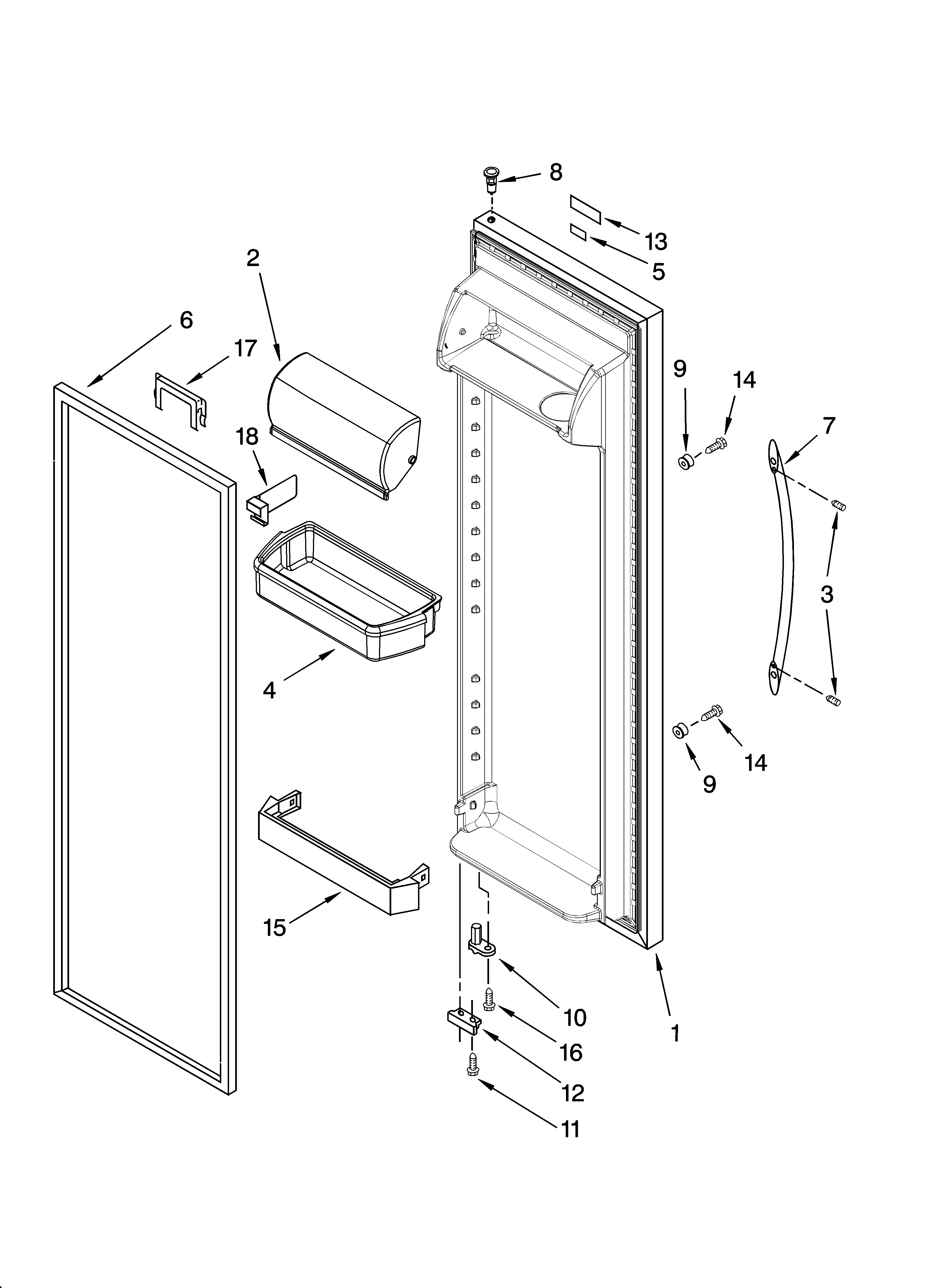 Whirlpool BRS70ERANA00 refrigerator door parts diagram