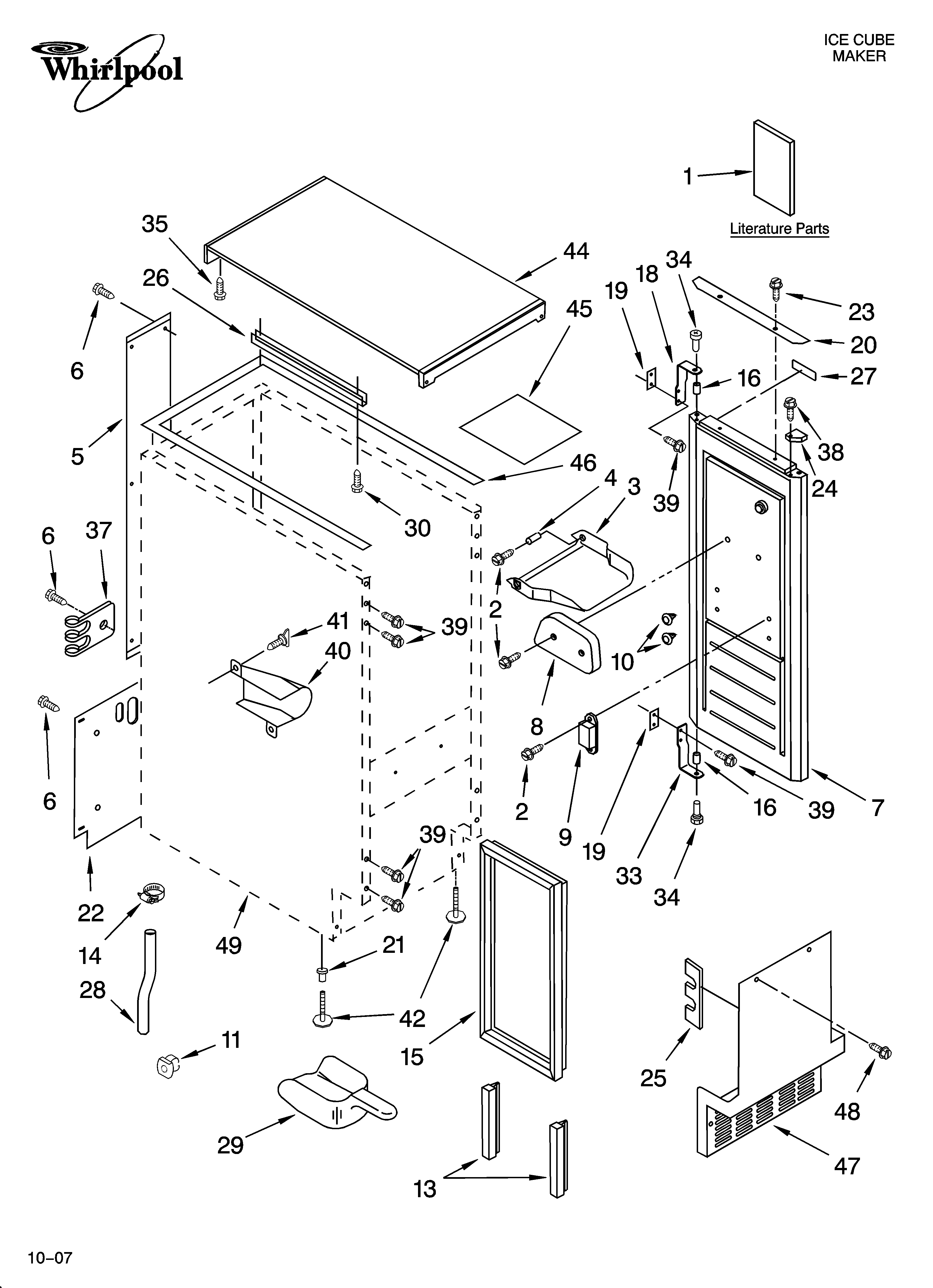 Whirlpool GI15NDXTS1 cabinet liner and door parts diagram