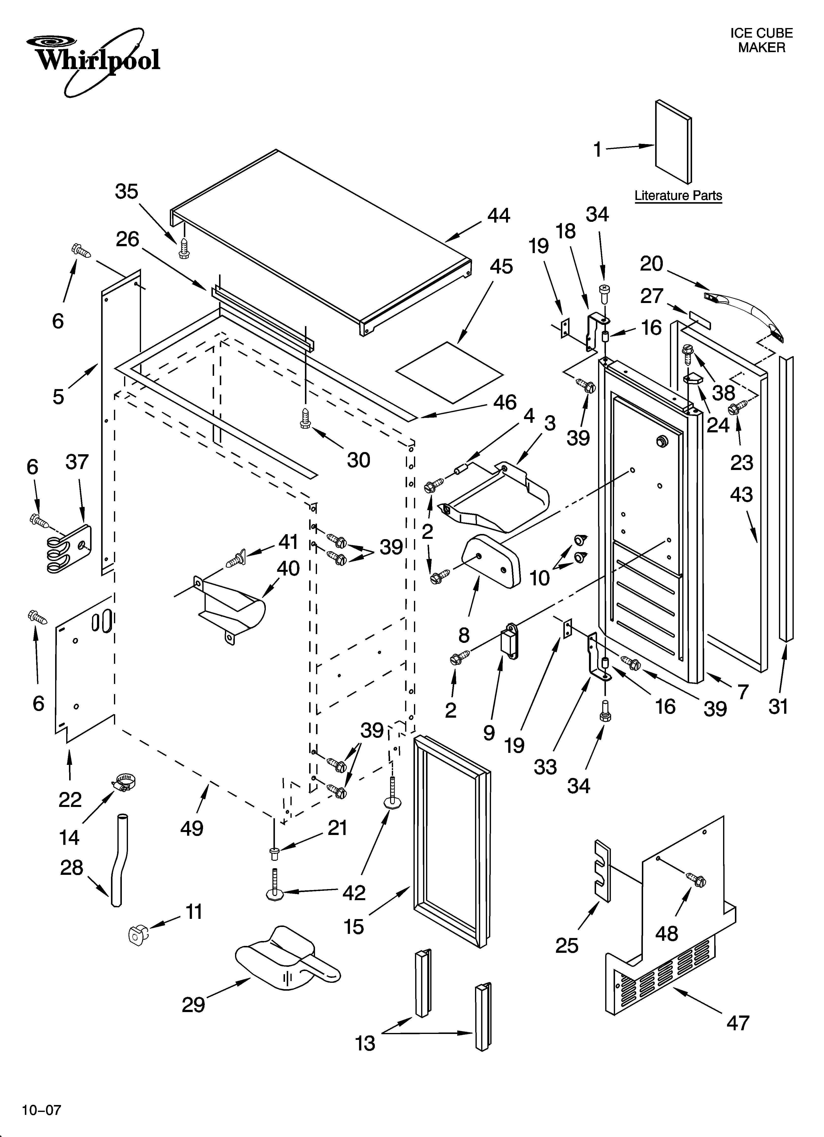 Whirlpool GI15NFRTB1 cabinet liner and door parts diagram