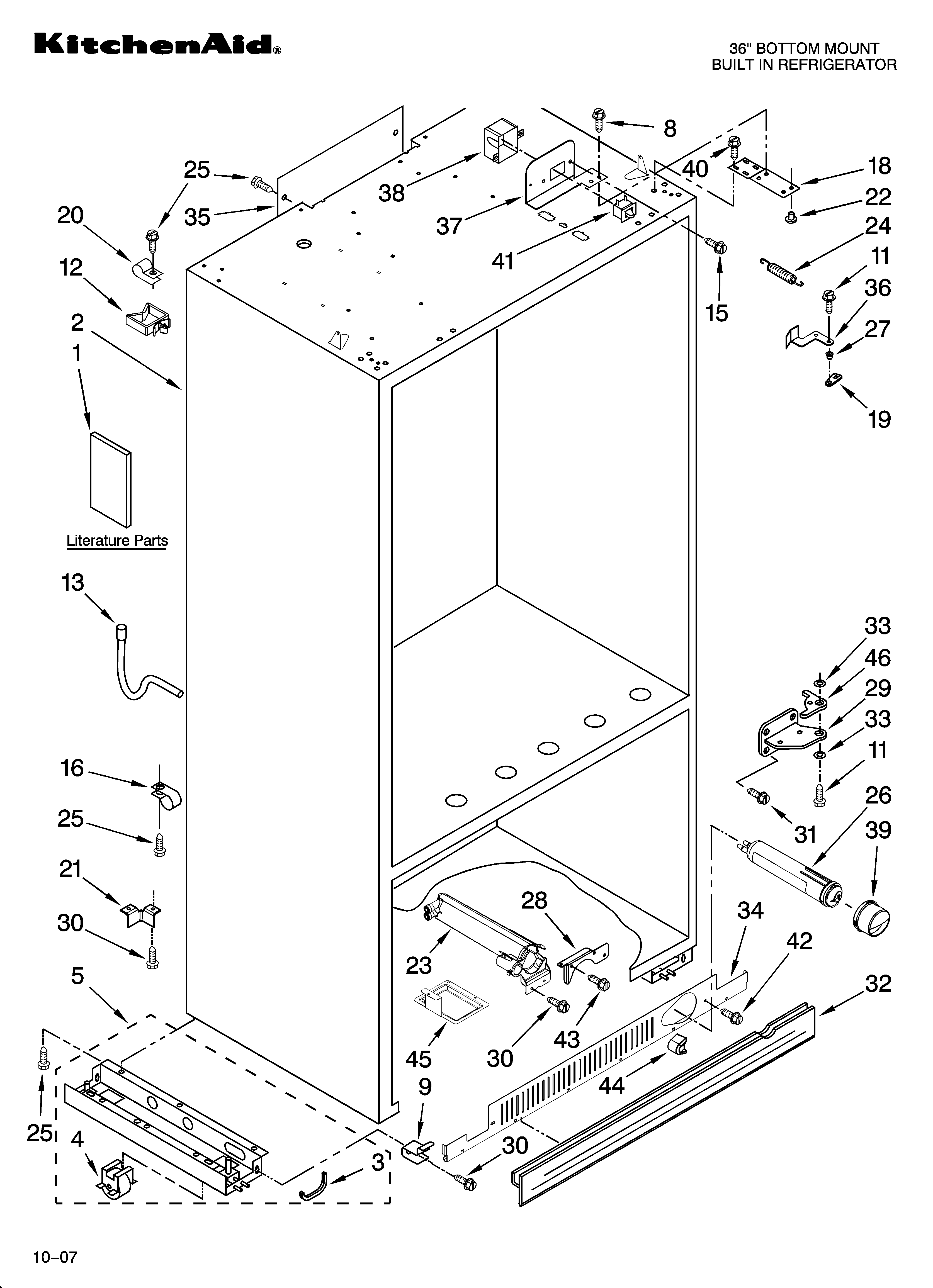 KitchenAid KBLC36FTS00 cabinet parts diagram