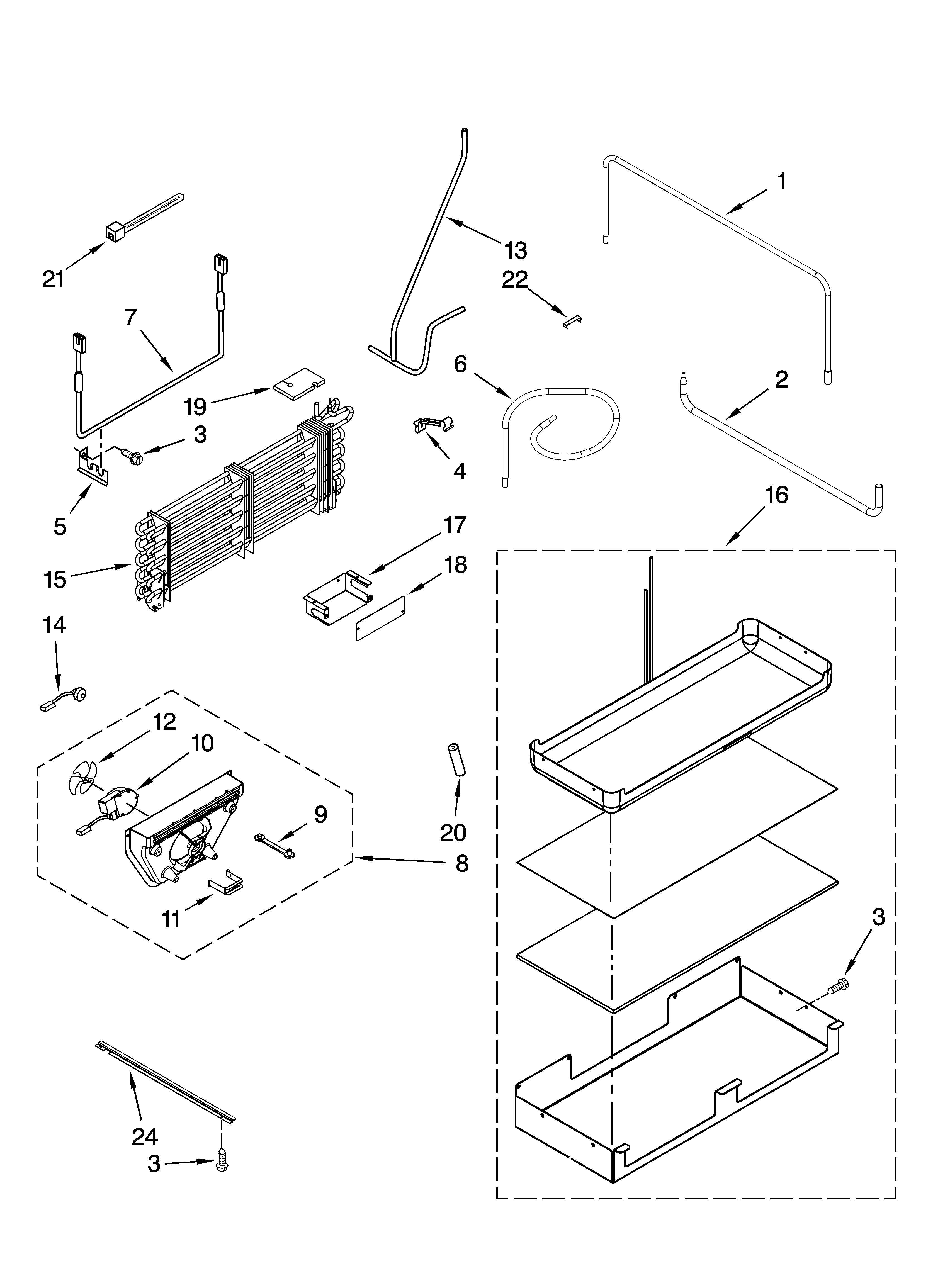 KitchenAid KBLC36FTS00 lower unit and tube parts diagram