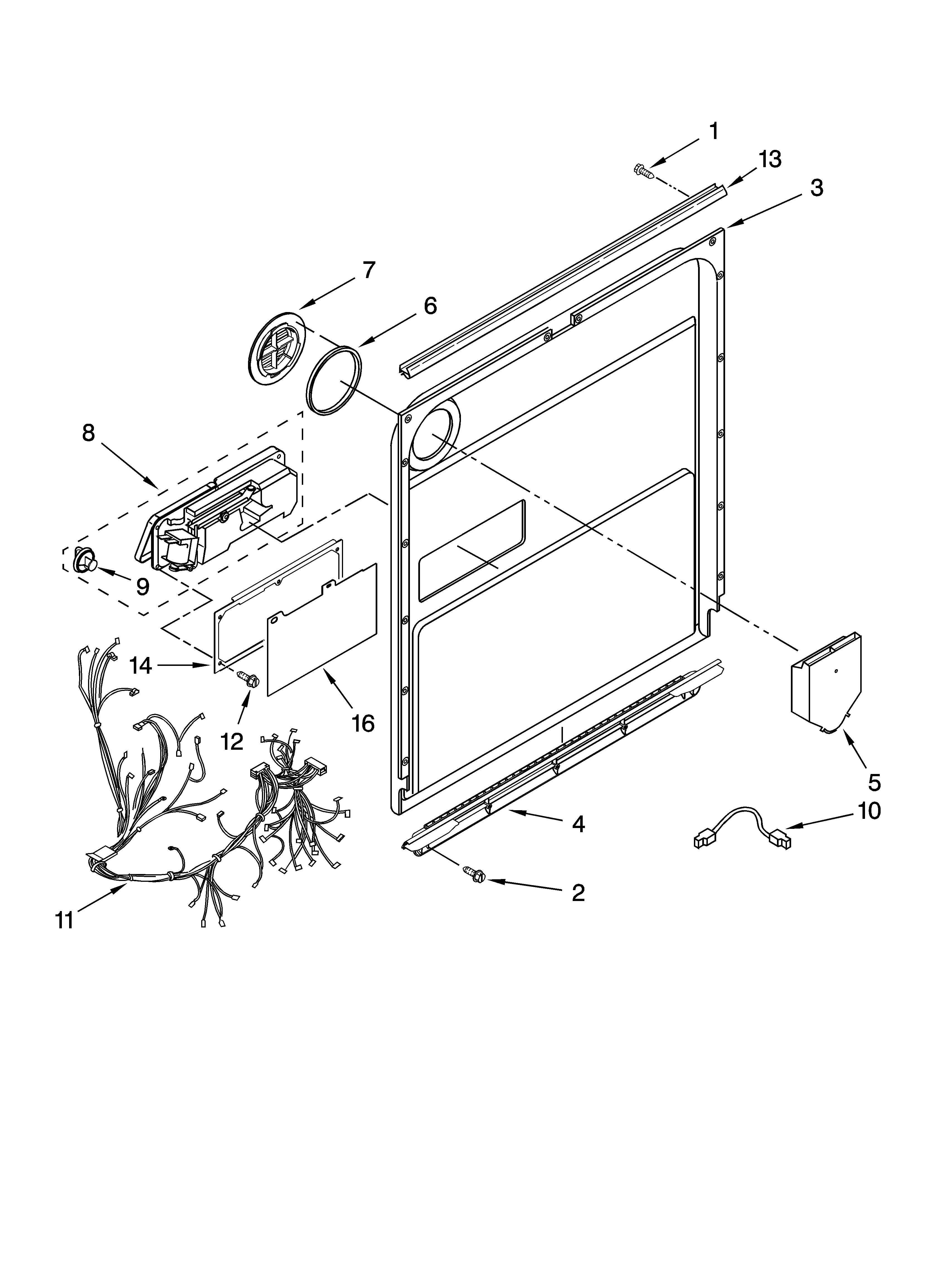 KitchenAid KUDS03CTWH2 door and latch parts diagram