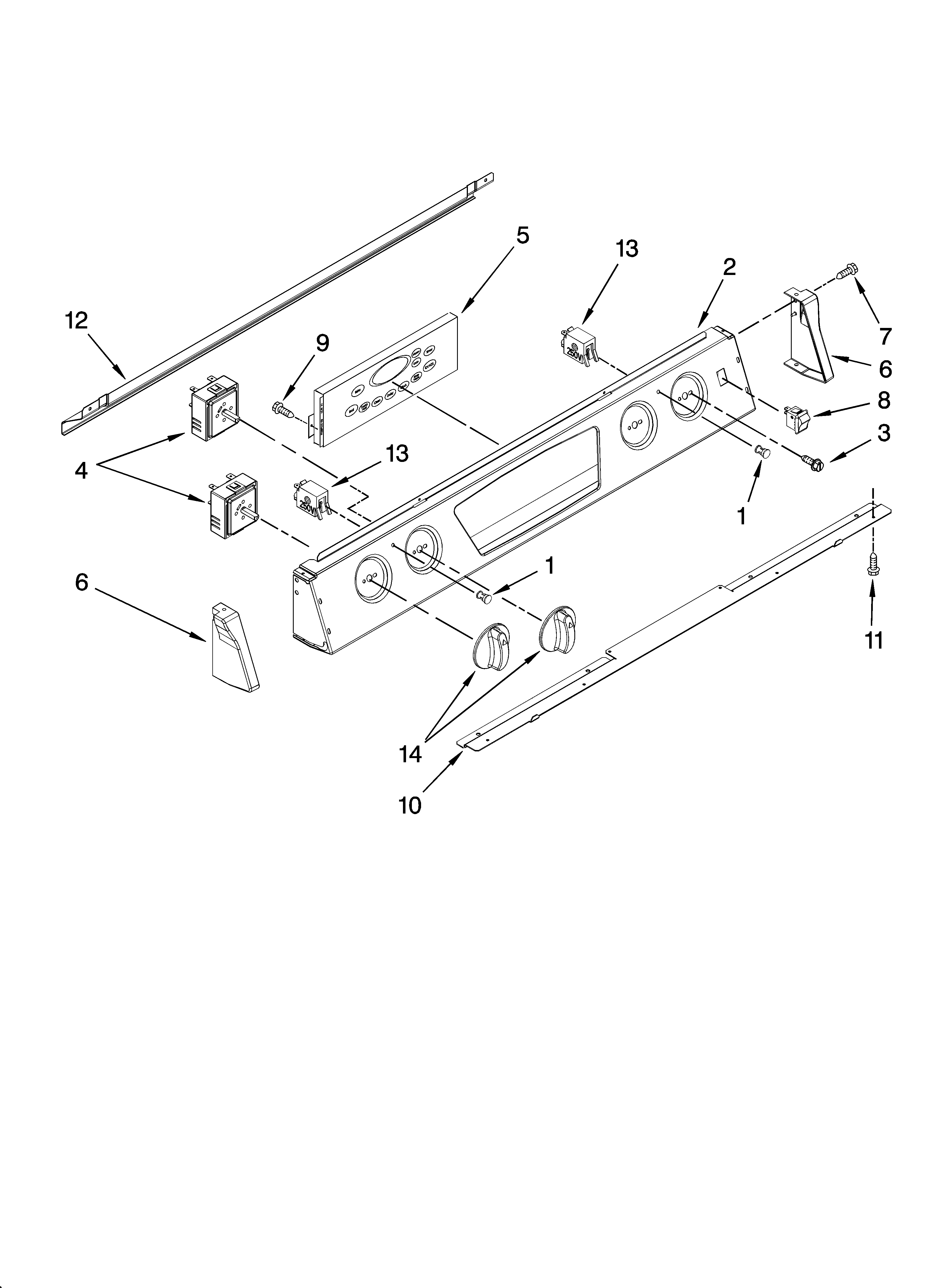 Whirlpool RY160LXTS0 control panel parts diagram