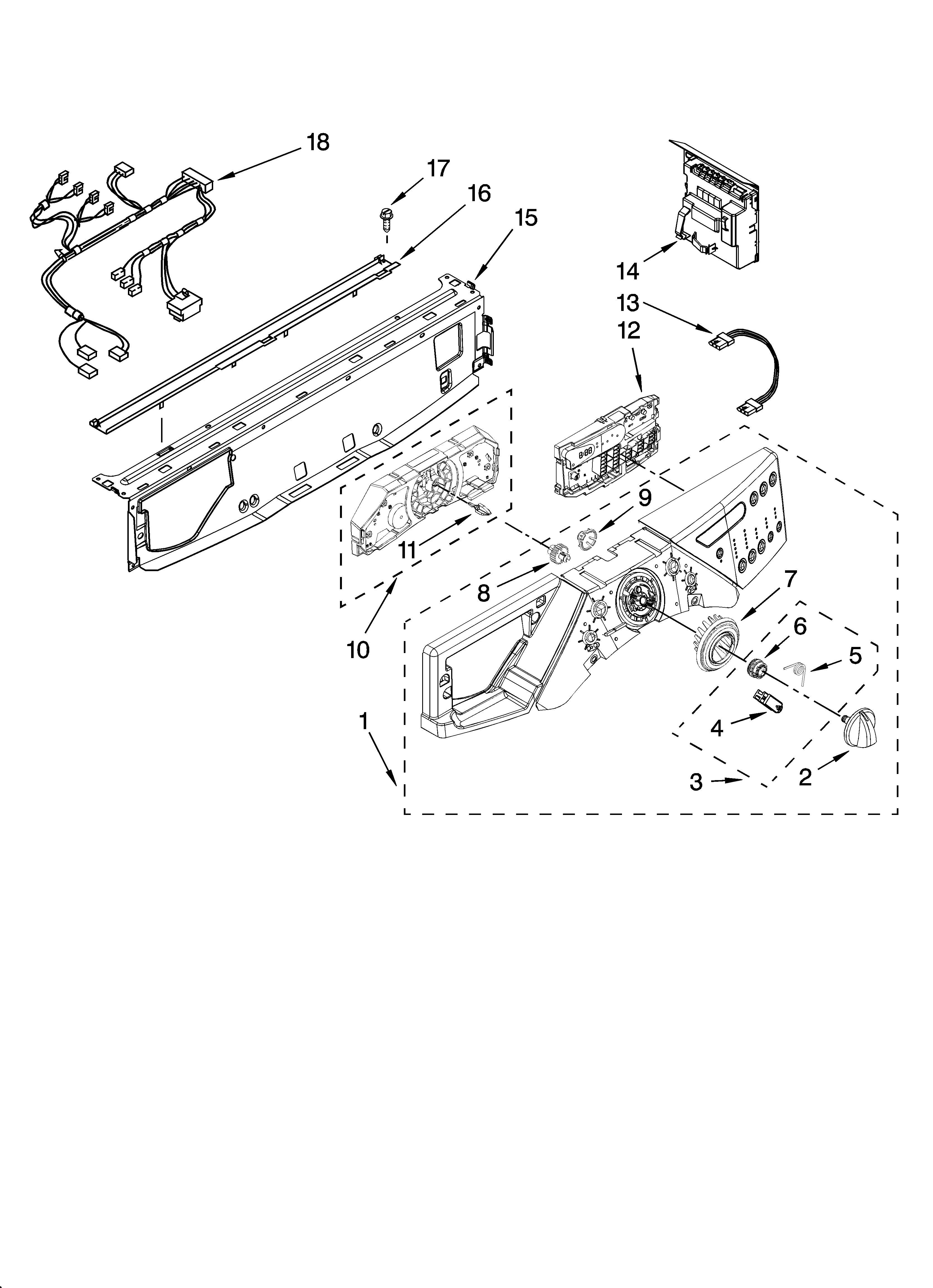 Whirlpool WFW9400SZ01 control panel parts diagram