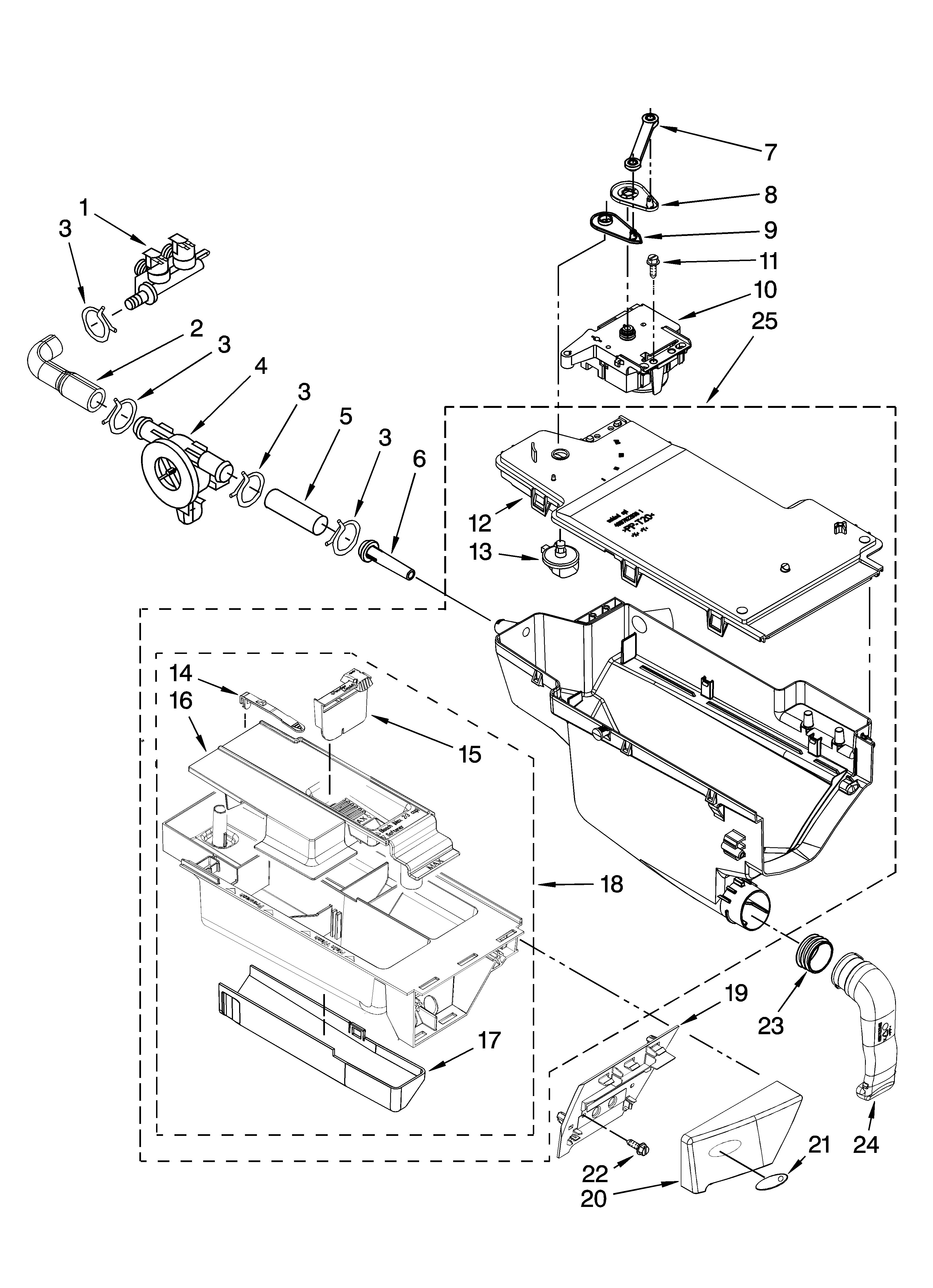 Whirlpool WFW9400SZ01 dispenser parts diagram
