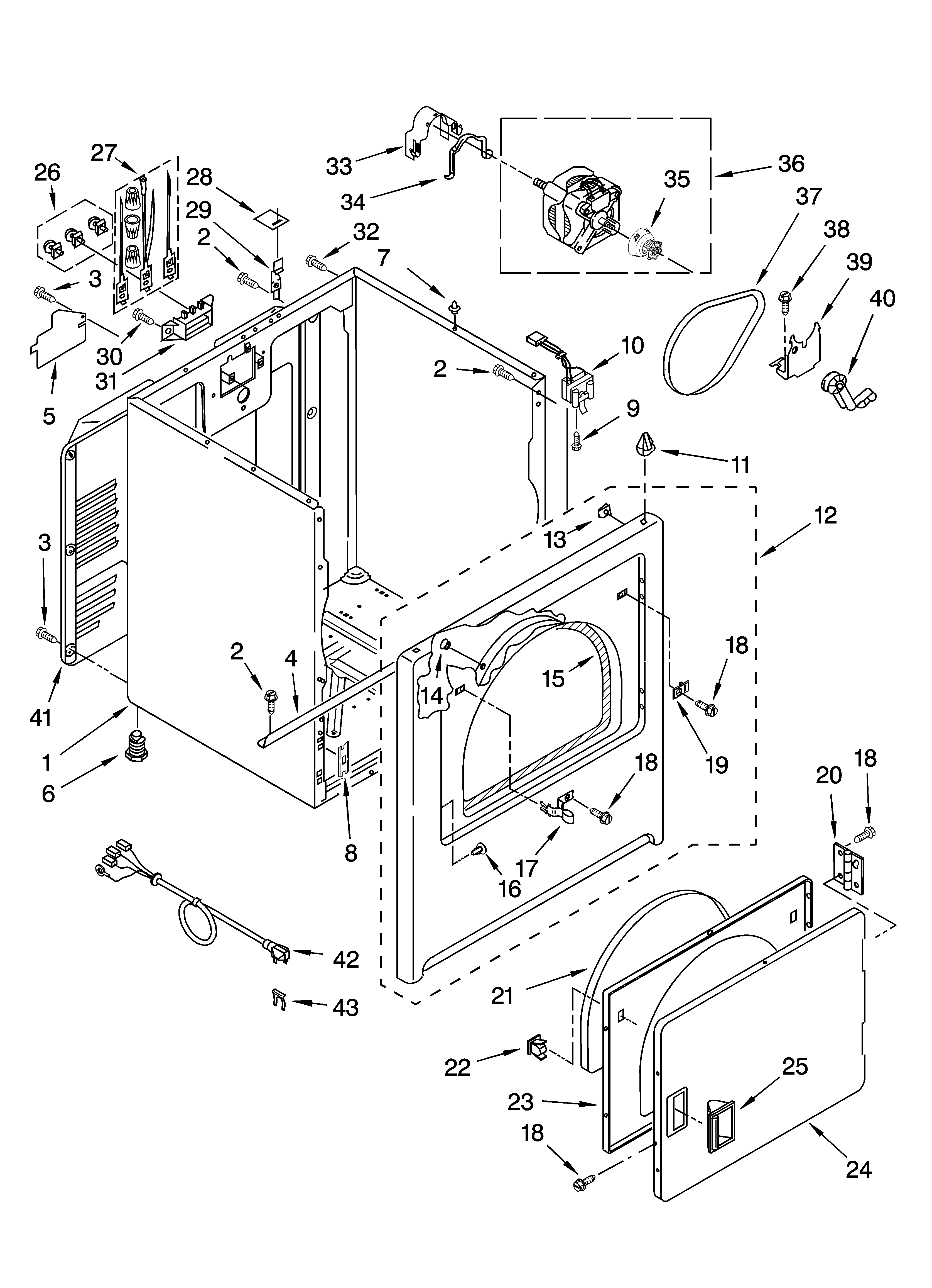 Maytag YMED5840TW0 cabinet parts diagram